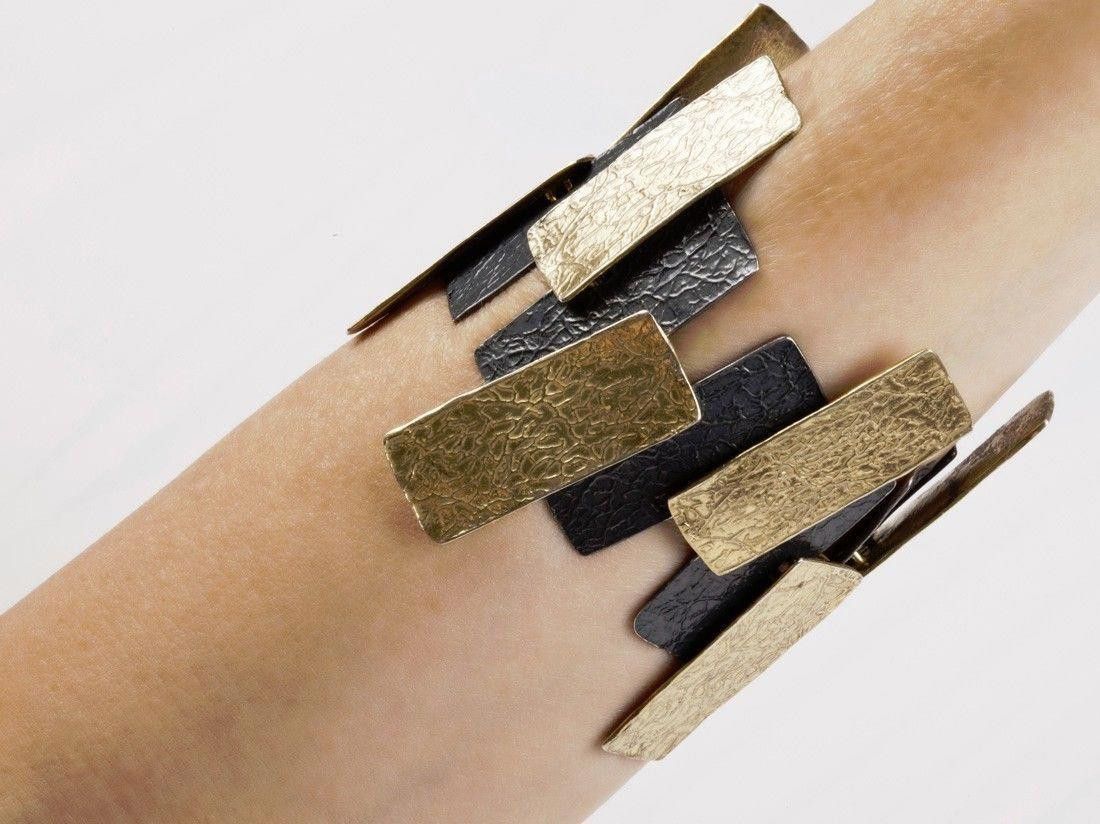 Handmade Hand Made 18kt Gold Vermeil Sterling Panel Bracelet Size ONE SIZE - 2 Thumbnail