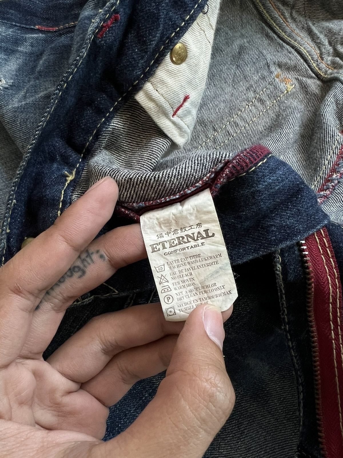 Vintage SOLD* Eternal Japan Boro Denim Cargo Pants Size US 36 / EU 52 - 9 Thumbnail