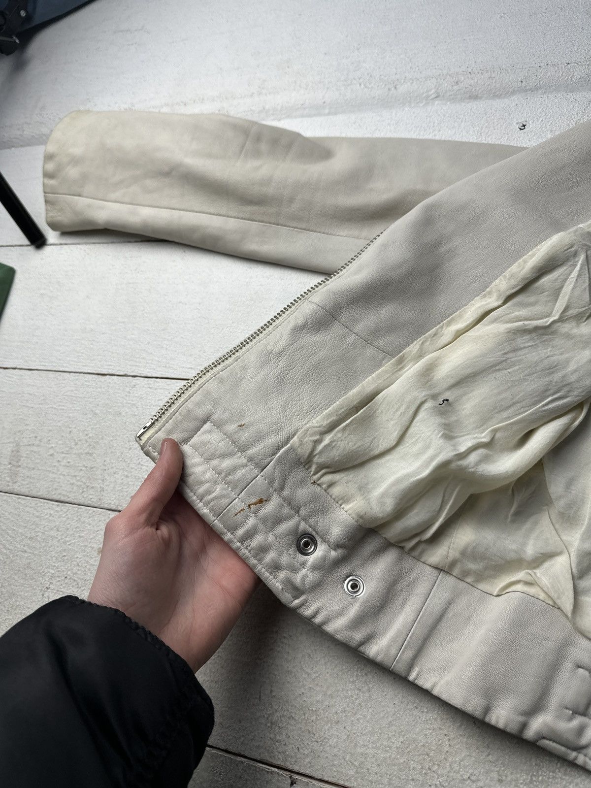 Iro 🚨Y2K RICK OWENS TYPE DIRTY SLIM FIT ZIP LEATHER JACKET Size XS / US 0-2 / IT 36-38 - 13 Thumbnail
