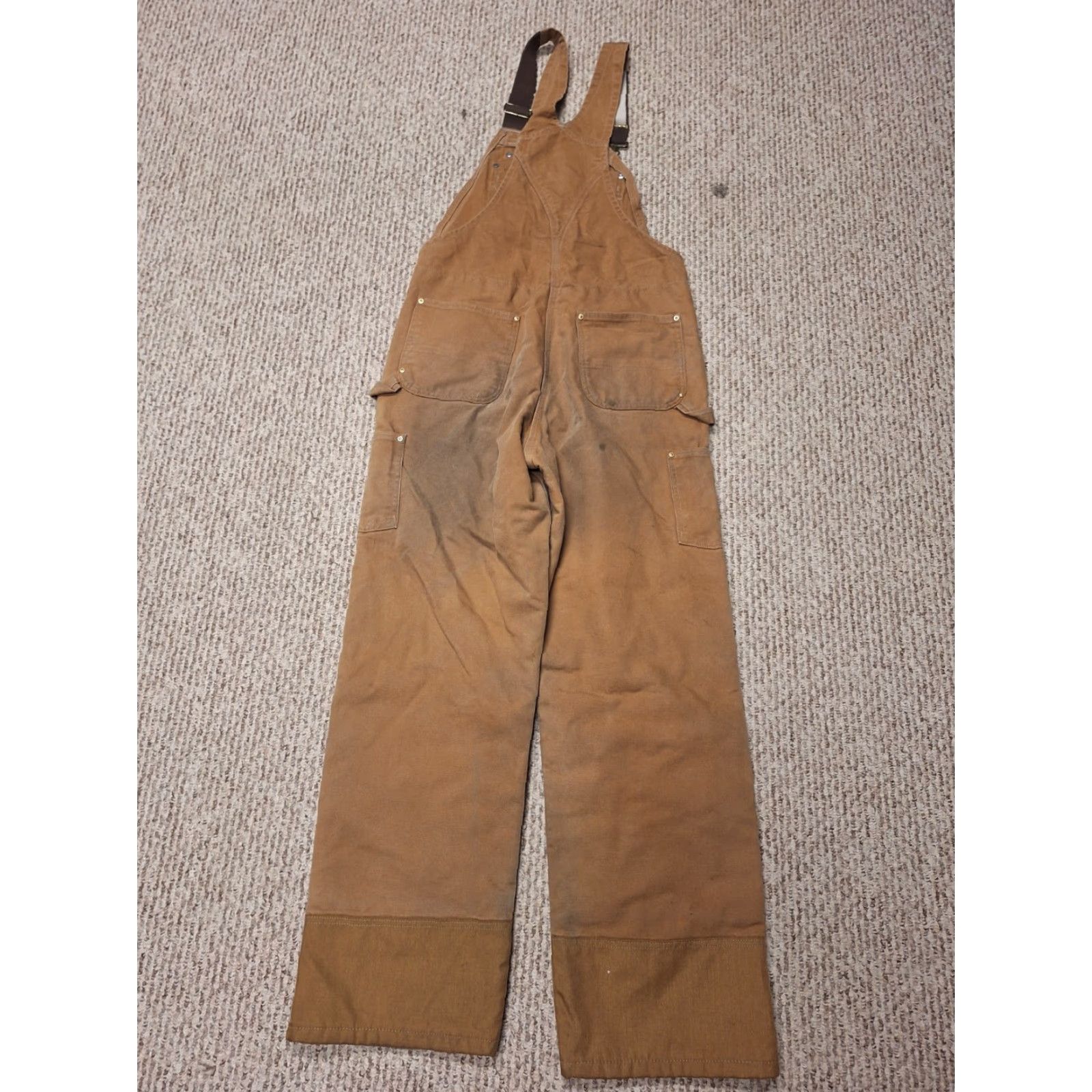 Carhartt VINTAGE Carhartt Distressed Brown Canvas Insulated Quilt Lined Double Knee Overalls 36 Mens Workwear Size US 36 / EU 52 - 6 Thumbnail
