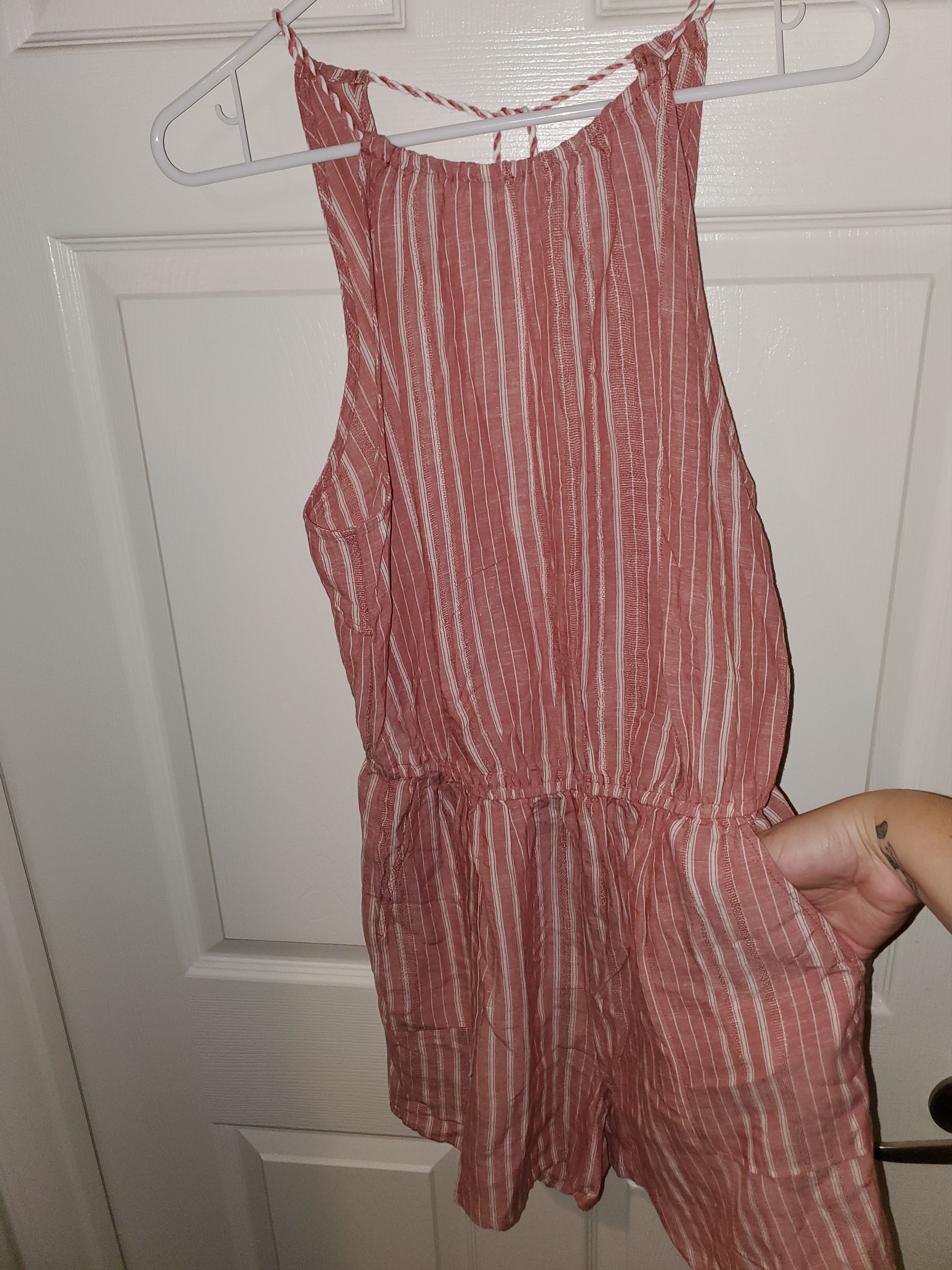 Old Navy *NWT* Old Navy Reddish Pink & White Striped Romper (size S) Size S / US 4 / IT 40 - 2 Thumbnail