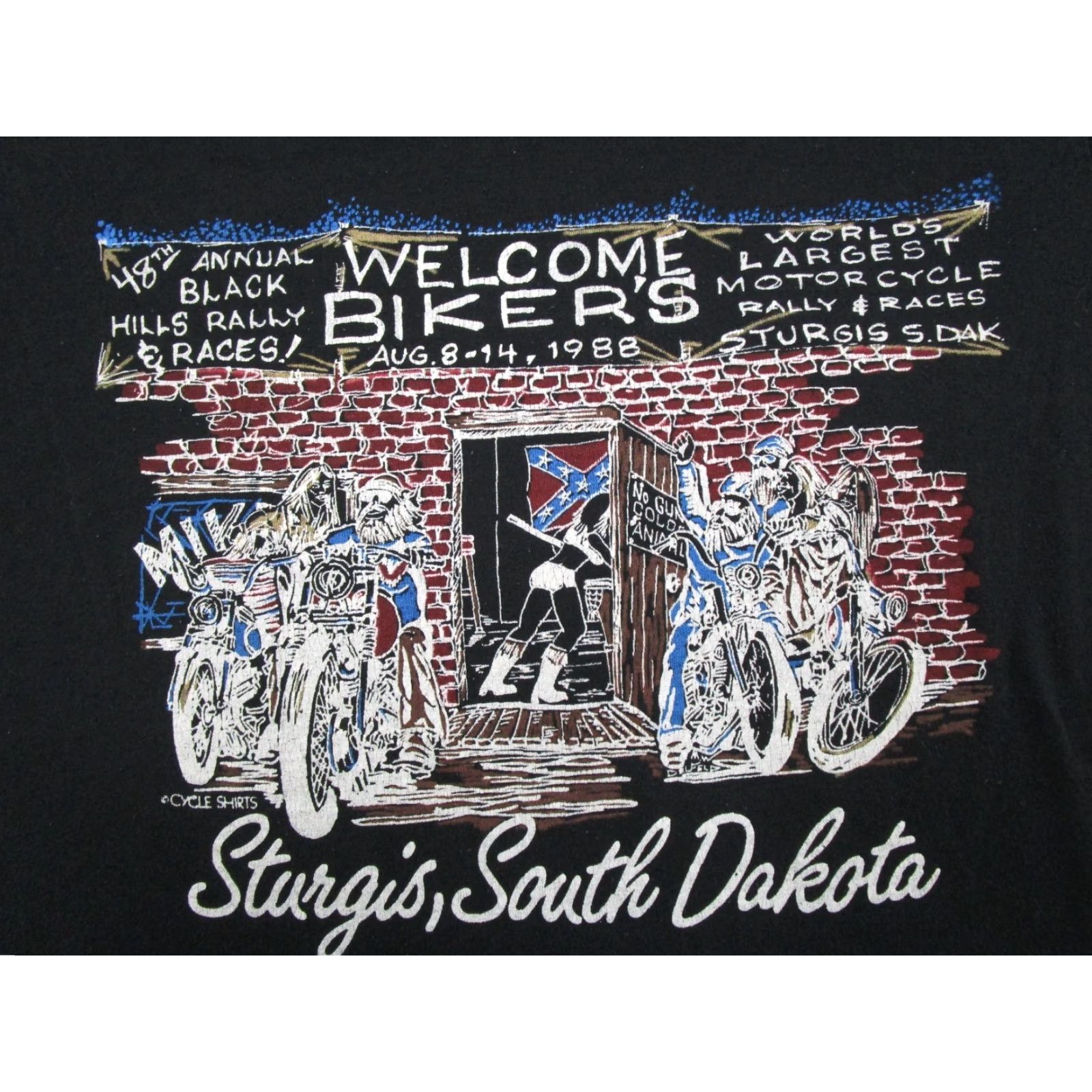Jerzees VINTAGE 1988 Bikers Shirt Sturgis Double-Sided 80s Shirt Size L Nike Size US L / EU 52-54 / 3 - 2 Thumbnail