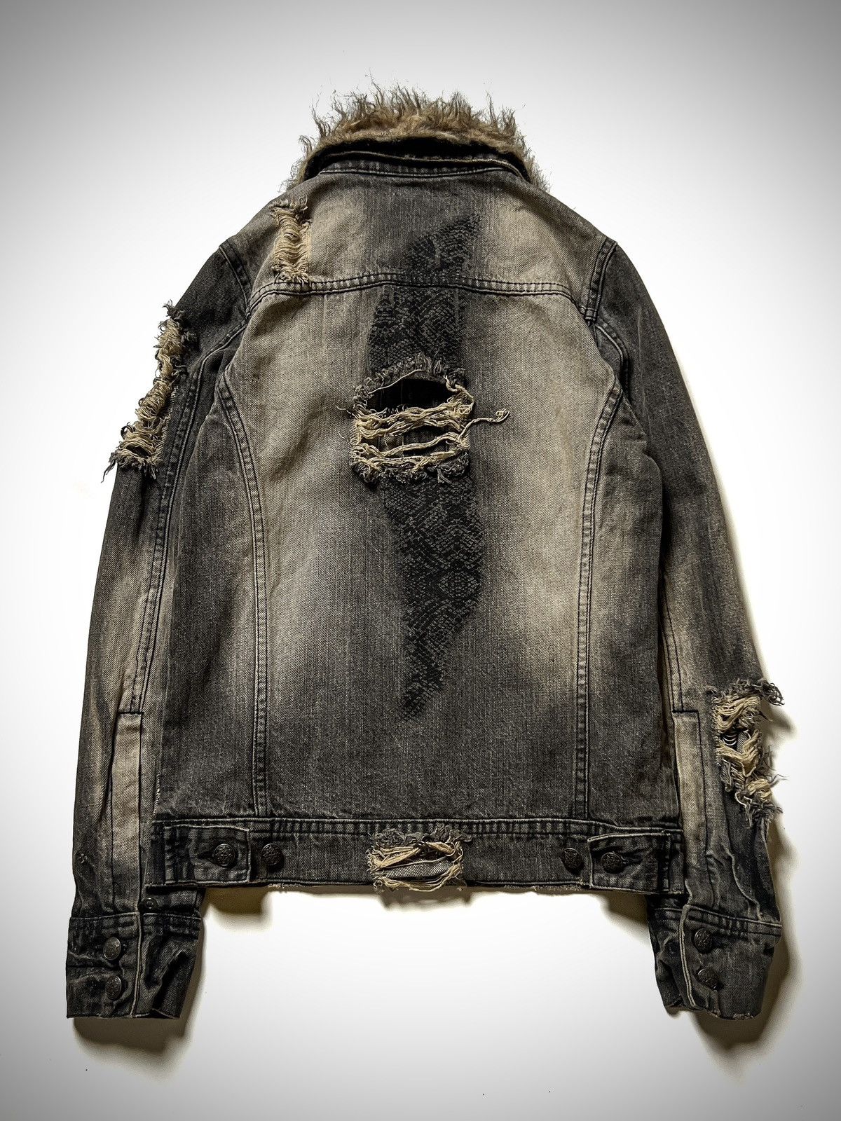 Japanese Brand Midas Archive Distressed Fur Jacket VKei Y2K Custom Rings Size US M / EU 48-50 / 2 - 13 Thumbnail