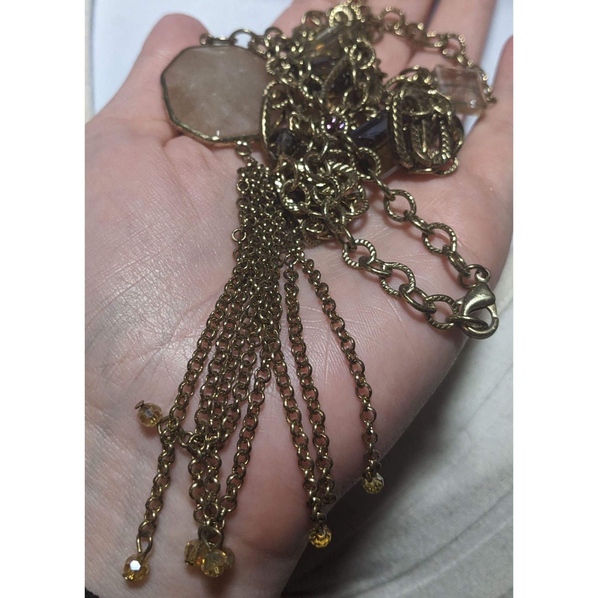 Other Gold Glam Long Layered Pendant & Tassel Necklace Size ONE SIZE - 5 Thumbnail