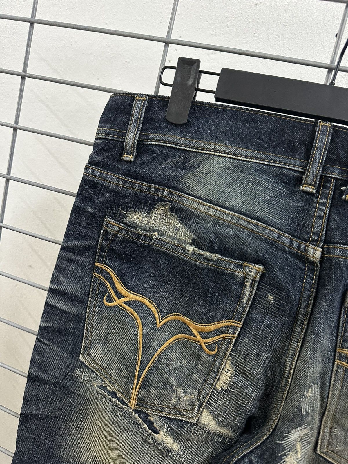 Isamu Katayama Backlash × JACKROSE × Japanese Brand Rare Beautiful Jack Rose Wash Boro Distressed Flared Denim Size US 31 - 14 Thumbnail