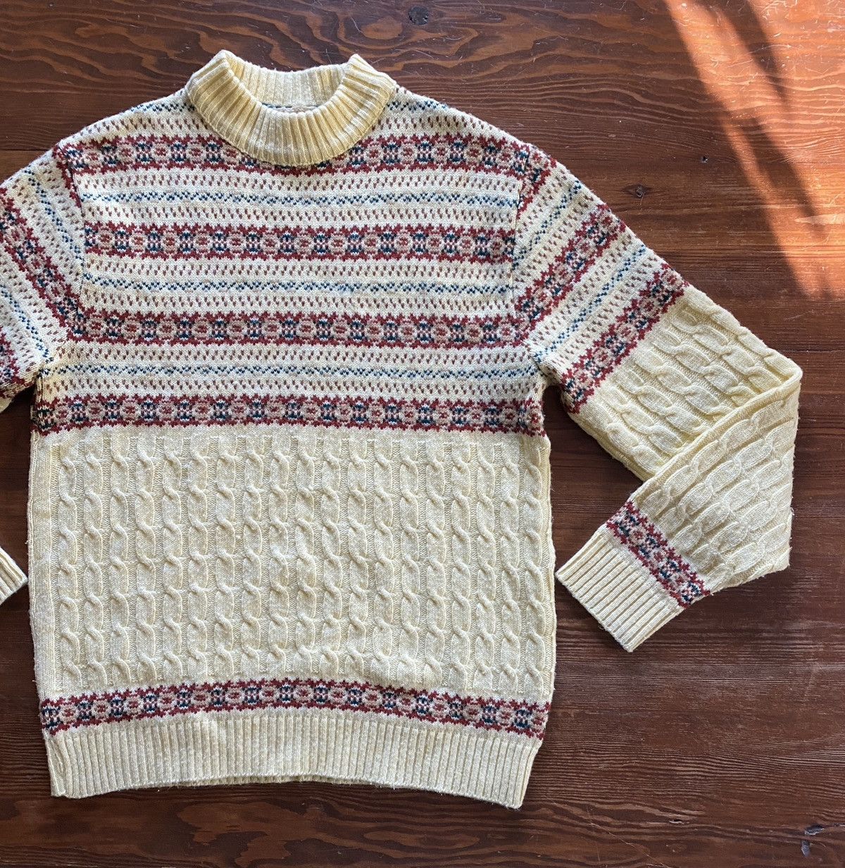 Vintage Vintage 60’s Lord Jeff Textile Pattern Cable Knit Sweater Size US XL / EU 56 / 4 - 1 Thumbnail