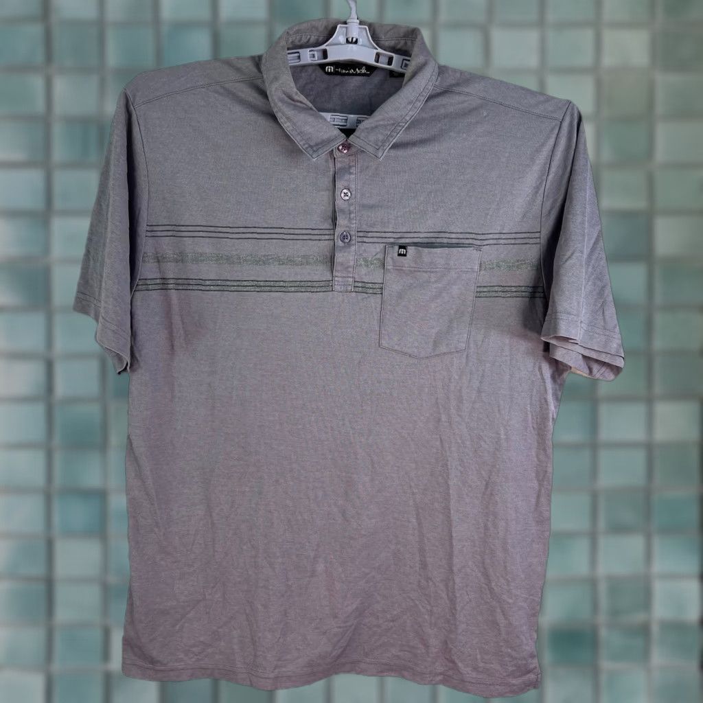 TravisMathew Travis Matthew Shirt Polo Men’s XL Teal Mauve Purple Striped Short Sleeve Size US XL / EU 56 / 4 - 1 Thumbnail