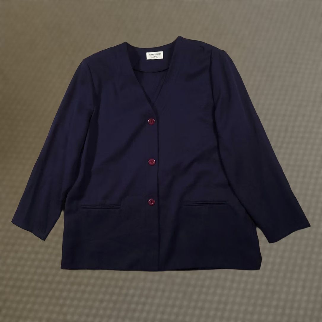 Vintage VINTAGE Alfred Dunner Cardigan Sweater Womens 20 Navy V Neck Button Pockets Made in USA Size 3XL / US 20-22 - 1 Thumbnail