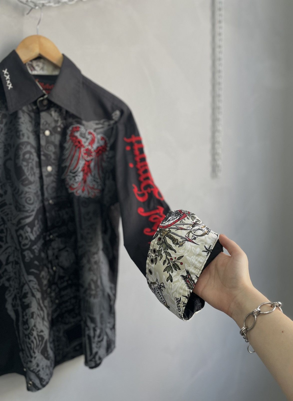 Affliction Vintage opium affliction style punk goth shirt button up Size US L / EU 52-54 / 3 - 5 Thumbnail