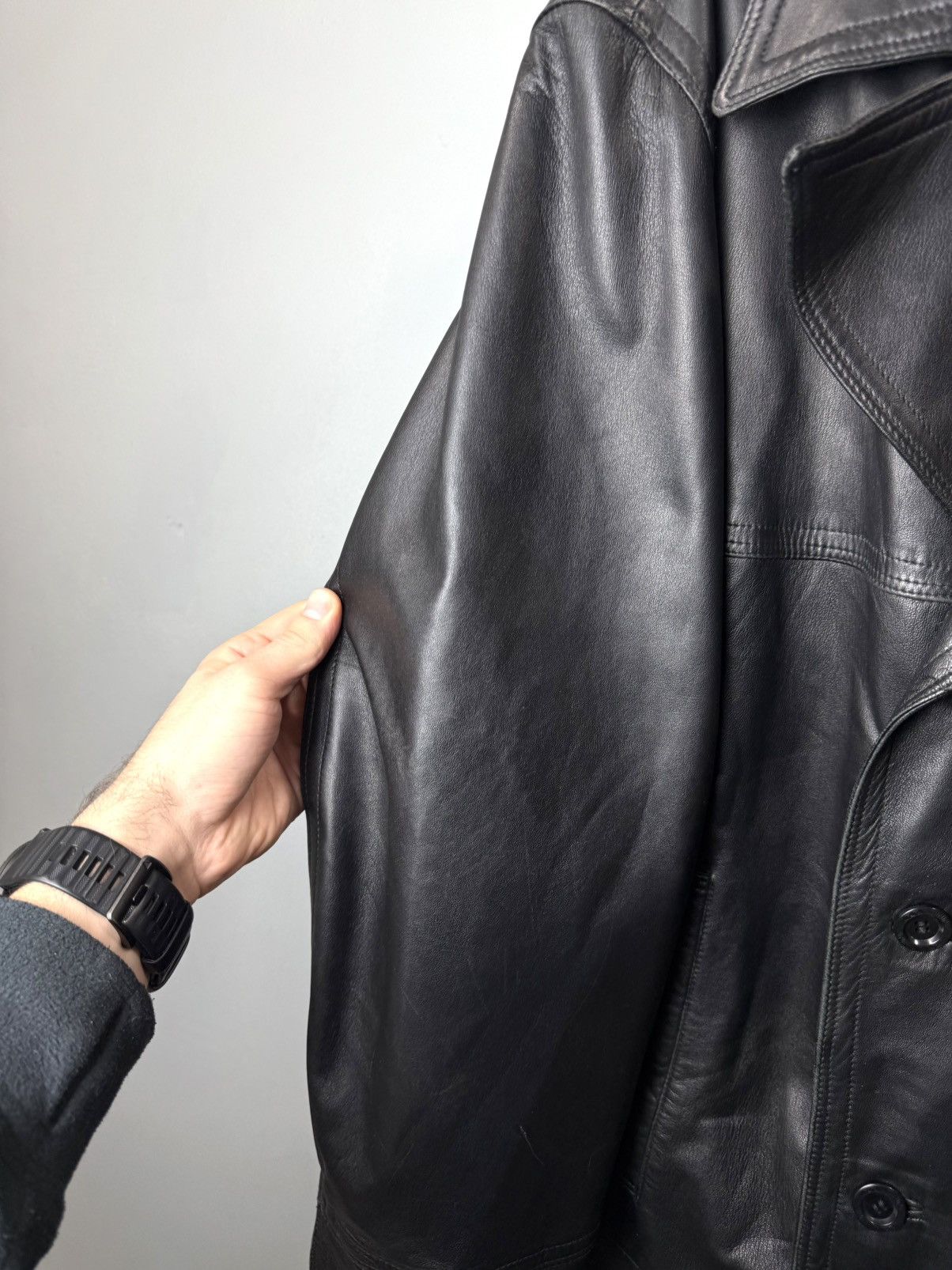 Versace Vintage Versace V2 Leather Jacket Cloak Trench Size US XL / EU 56 / 4 - 5 Thumbnail