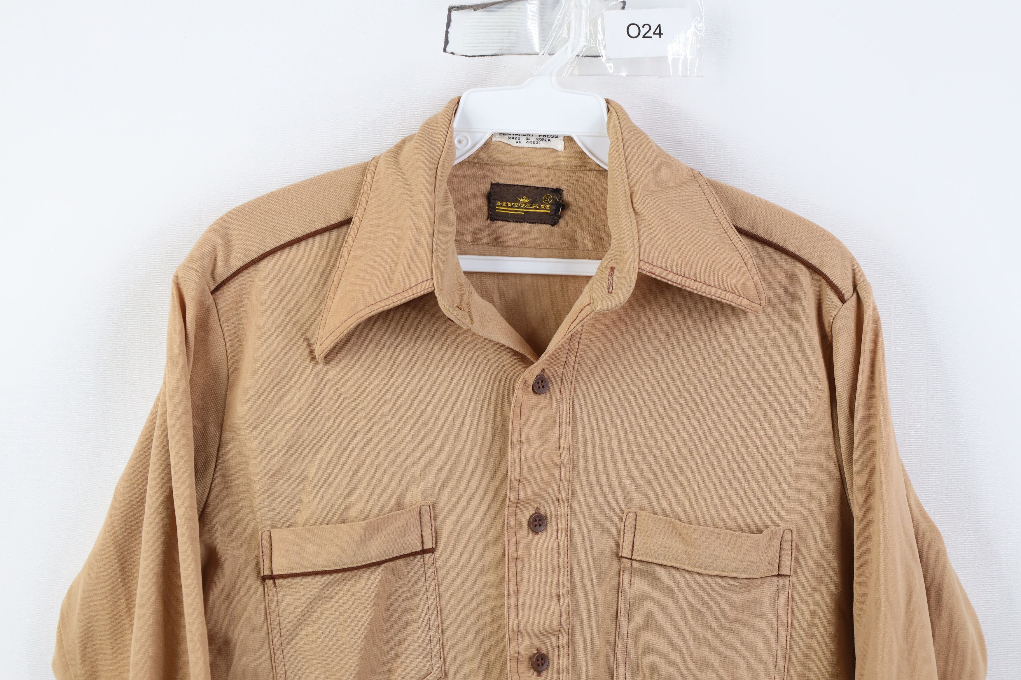 Vintage Vintage 60s 70s Streetwear Dagger Collar Knit Button Shirt Size US S / EU 44-46 / 1 - 2 Thumbnail
