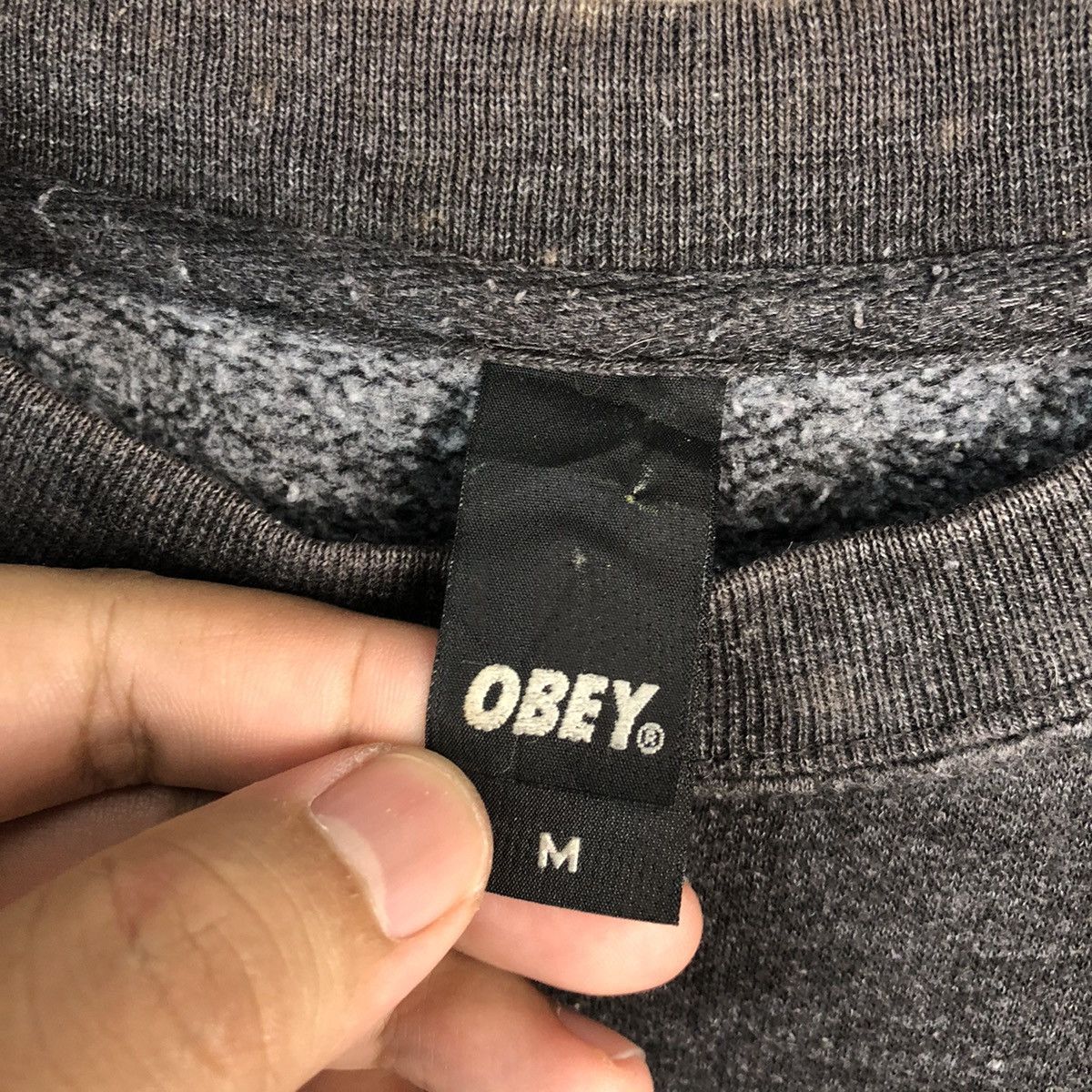 Japanese Brand Obey vintage Grey faded Sweatshirt #A2518 Size US M / EU 48-50 / 2 - 9 Thumbnail