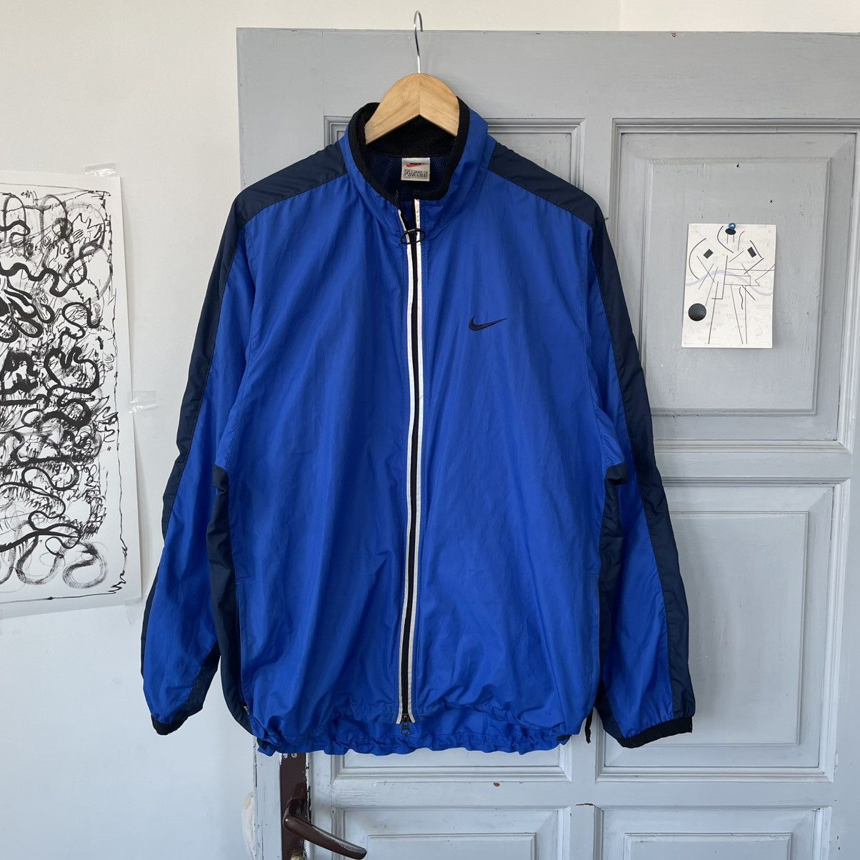 Nike × Vintage Vintage 90’s Nike Neilon Tracksuit Jacket Blue size L Size US M / EU 48-50 / 2 - 2 Thumbnail