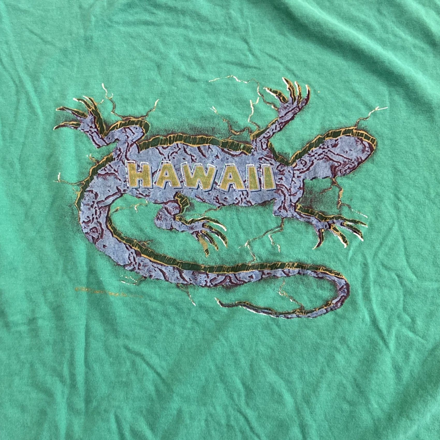 Vintage VINTAGE Lizard Light Green Graphic T shirt USA Made Mens Medium Surf Shirt Mens Short Sleeve Crew Neck Green 90s Beach Hawaiian Retro Surf USA Size US M / EU 48-50 / 2 - 7 Thumbnail