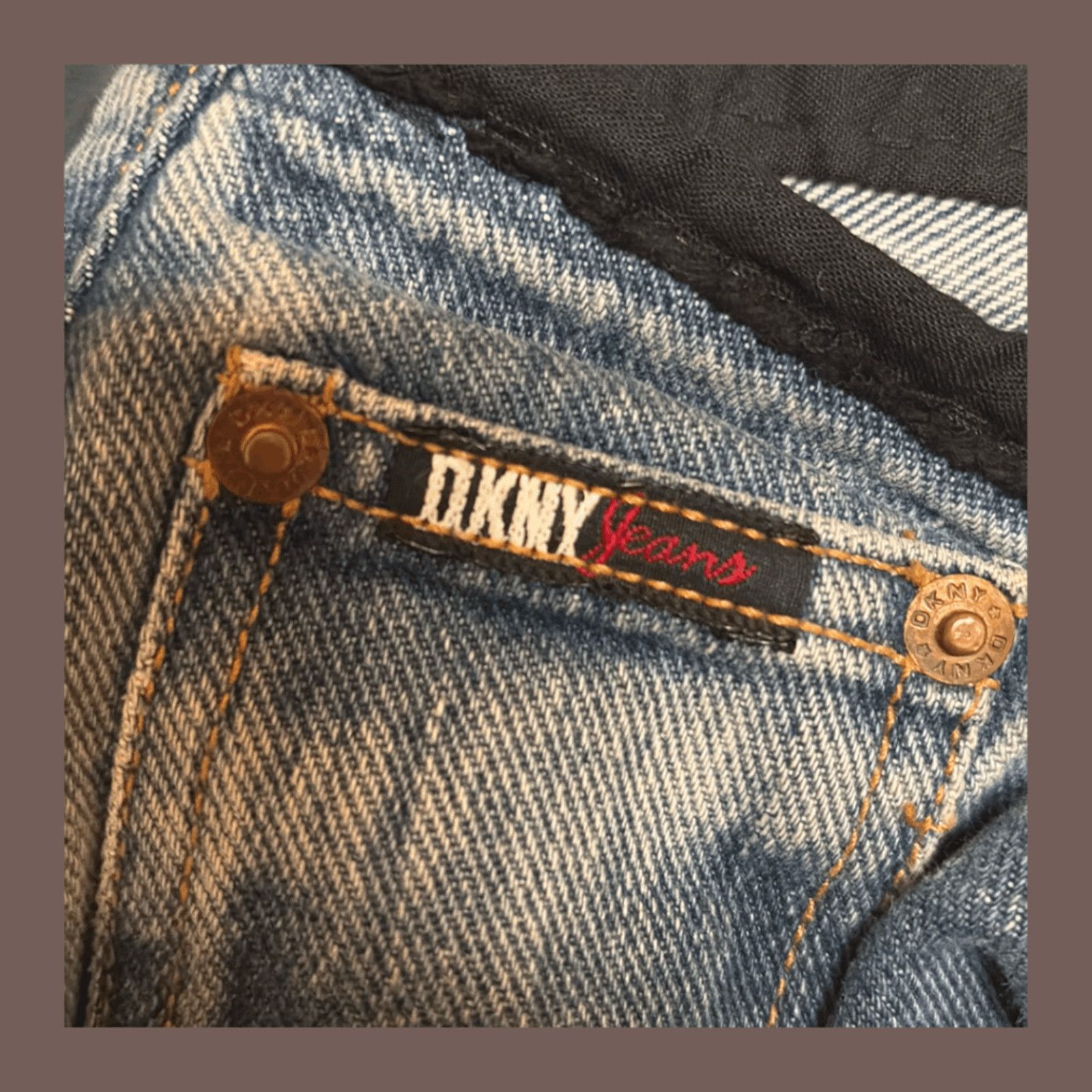DKNY VTG Straight Jeans | DKNY Raw Waistband | Y2K Denim Size 33" - 2 Thumbnail