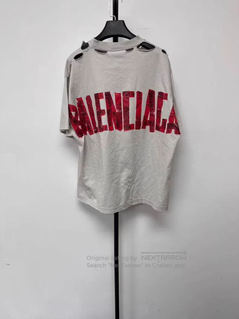 Balenciaga Balenciaga Solid Color Safety Tape Logo Short Sleeve T-Shi Size US S / EU 44-46 / 1 - 1 Thumbnail