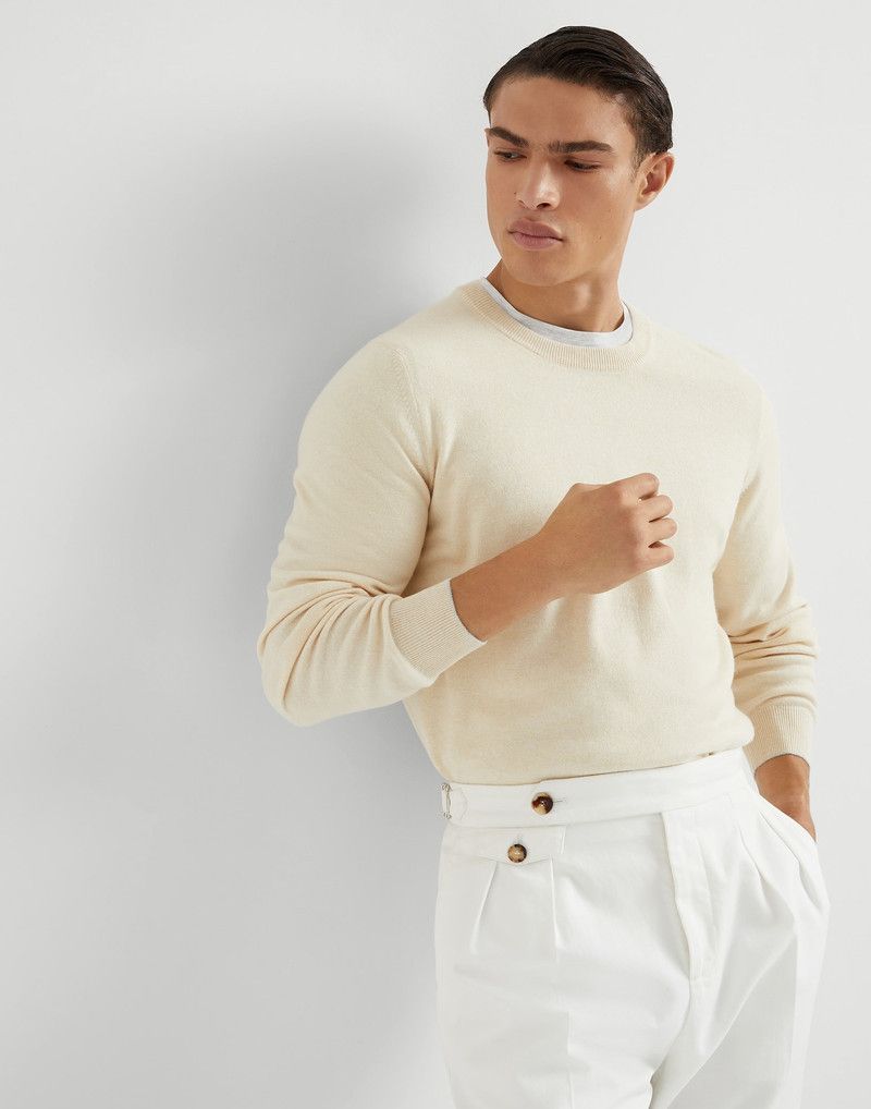 Brunello Cucinelli o1la1rc1a0326 Cashmere Sweater in Ivory Size US L / EU 52-54 / 3 - 4 Thumbnail