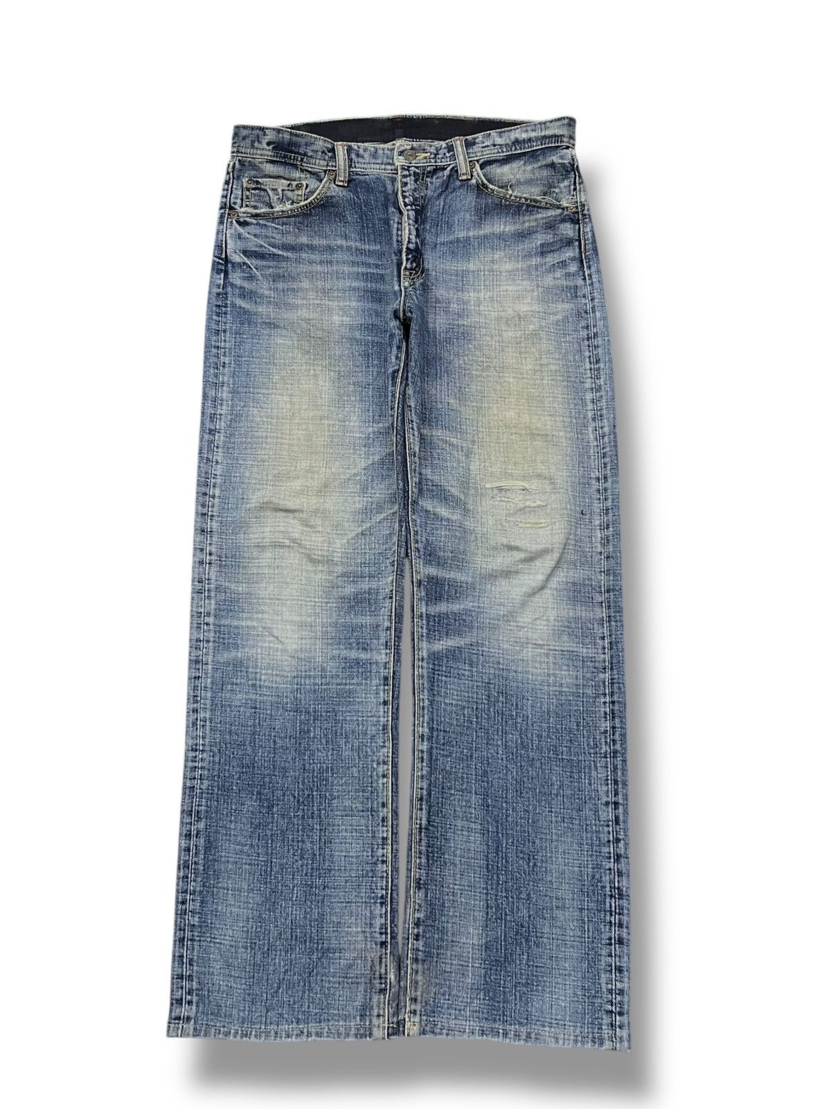 Japanese Brand Loose Vintage 00s GL HEART Japan - Faded Blue Wash Jeans Size US 35 - 2 Thumbnail