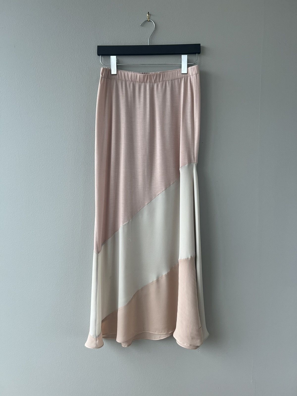 image of Helmut Lang 90's Asymmetric Silk-Modal Skirt in Pink, Women's (Size 30)