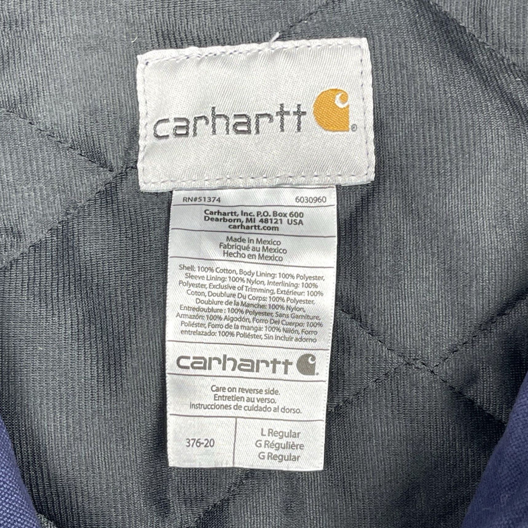 Carhartt VINTAGE Carhartt Jacket J140 Navy Quilt Lined Full Zip Designed By Rental Mens Large Size US L / EU 52-54 / 3 - 7 Thumbnail