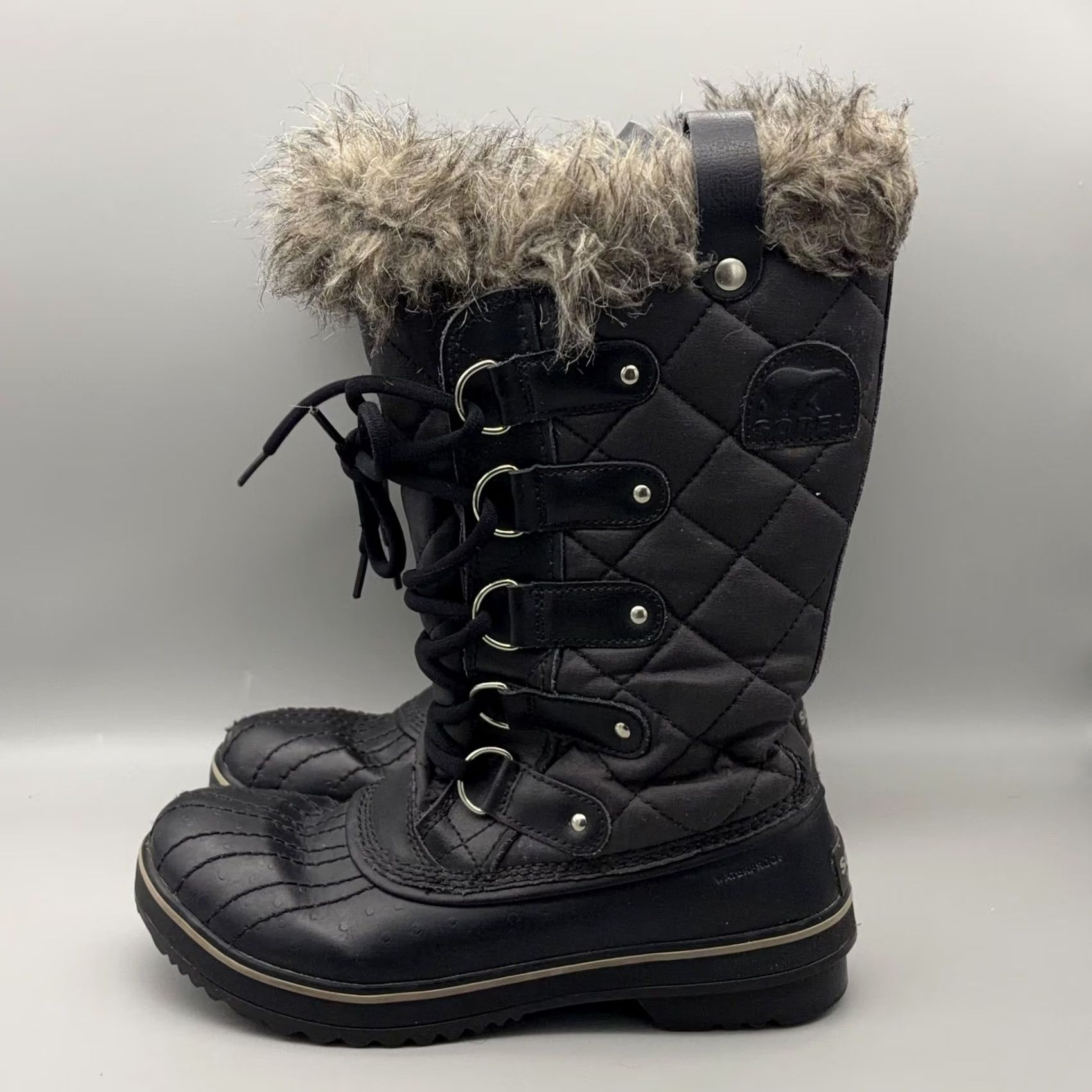 SOREL Sorel Boots Womens Size 7 Black Faux Fur Lace Up Winter Waterproof Snow Size US 5 / IT 35 - 4 Thumbnail