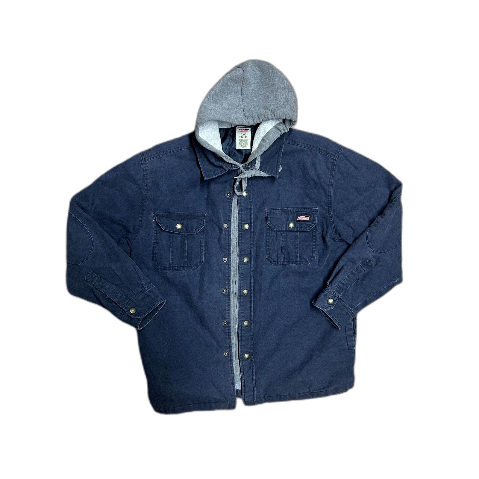 Dickies Vintage Dickies Lined Hooded Jacket Workwear Navy Blue Mens Size US L / EU 52-54 / 3 - 1 Thumbnail