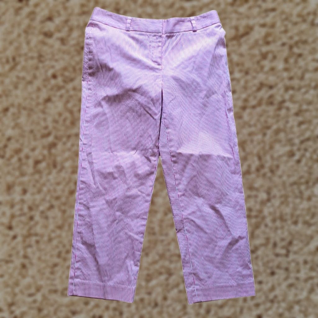 Talbots VINTAGE Talbots Womens Signature Cropped Pants Striped Pink White Size 8 Slim/ Skinny Inseam 25" Womens Size 30" / US 8 / IT 44 - 1 Thumbnail