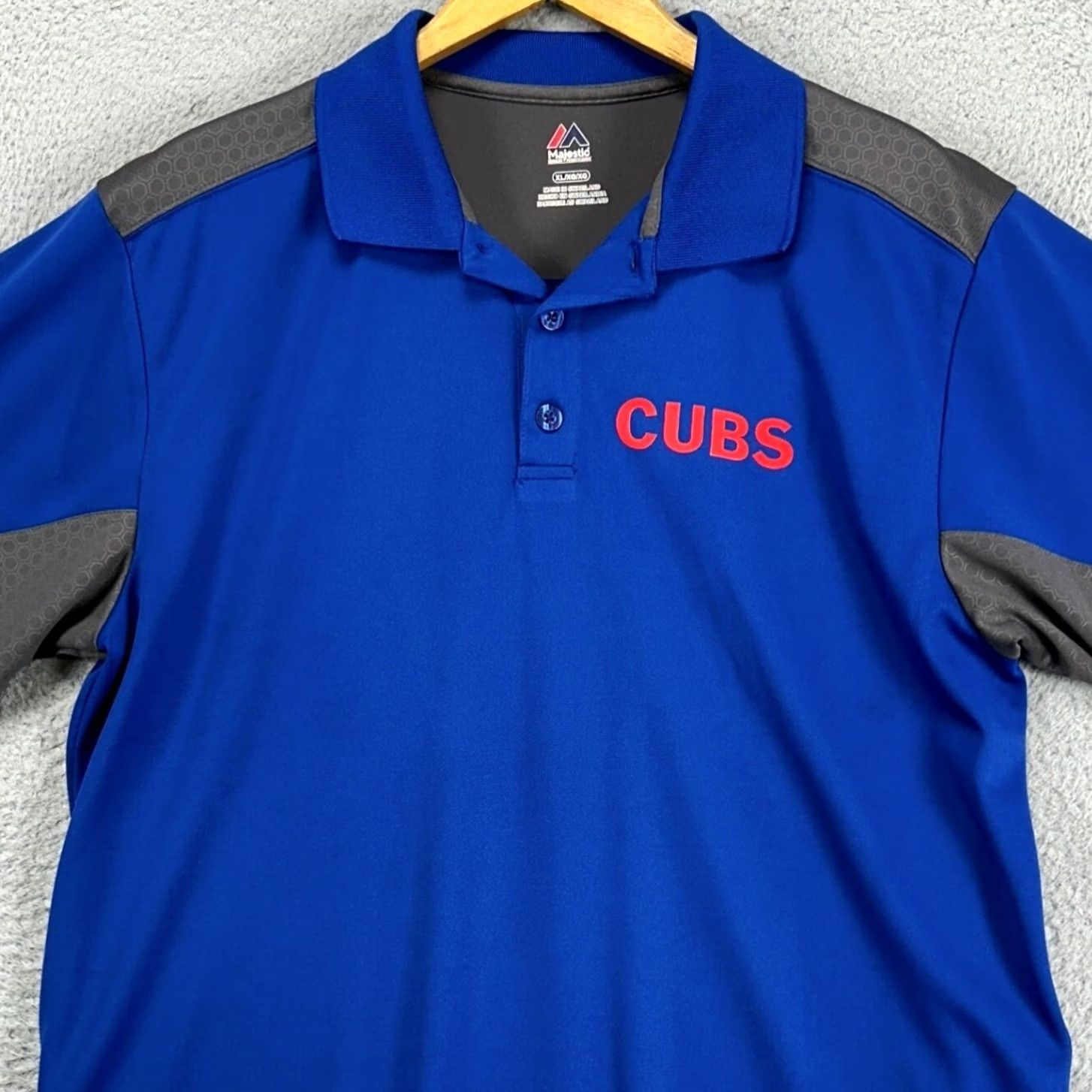 Vintage VINTAGE Chicago Cubs Majestic Polo Shirt XL Blue Grey Short Sleeve Rugby Mens Size US XL / EU 56 / 4 - 2 Thumbnail