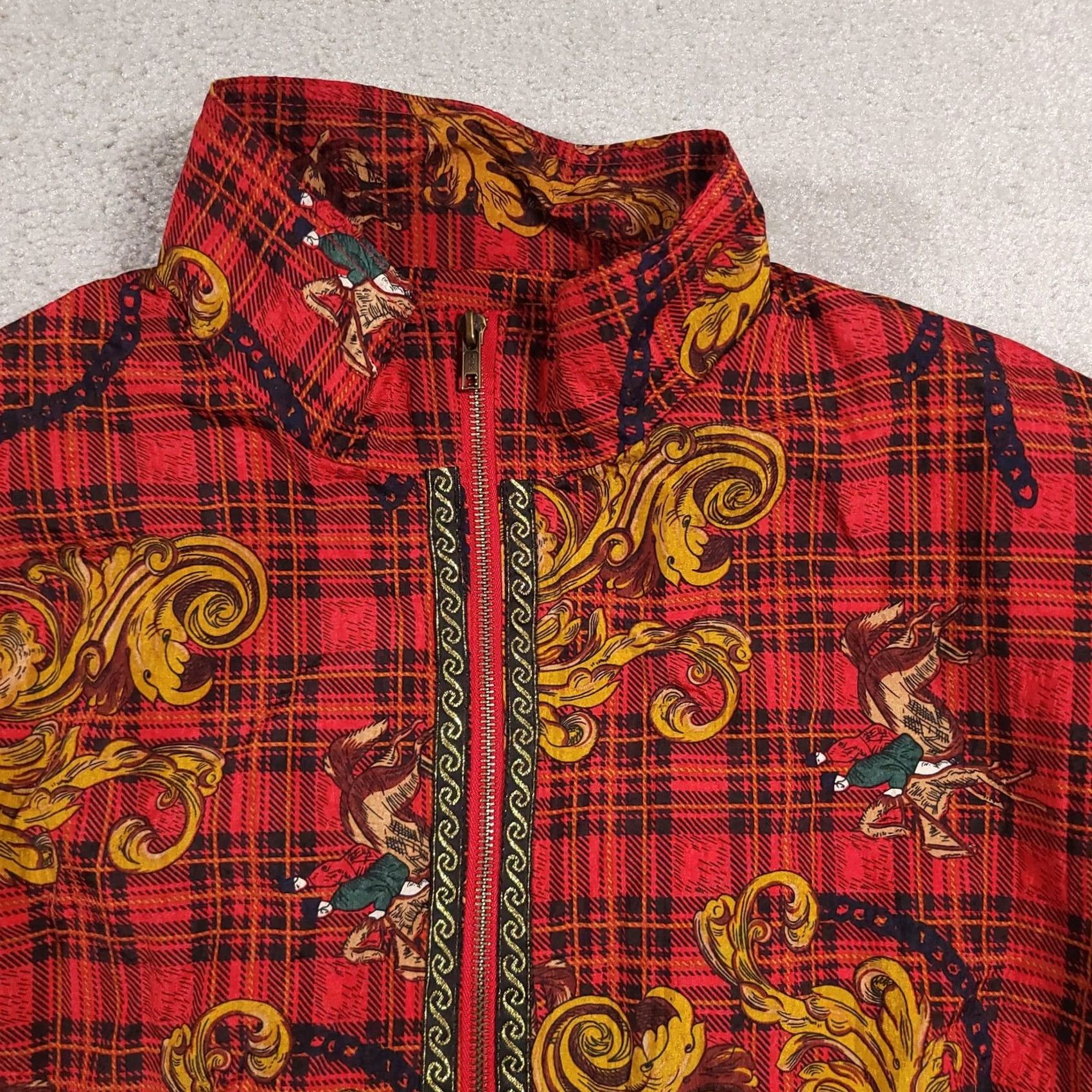 Vintage VINTAGE Sports Accent Jacket Womens Petite Large Red Plaid Baroque Horse Equestrian 90s Size L / US 10 / IT 46 - 3 Thumbnail