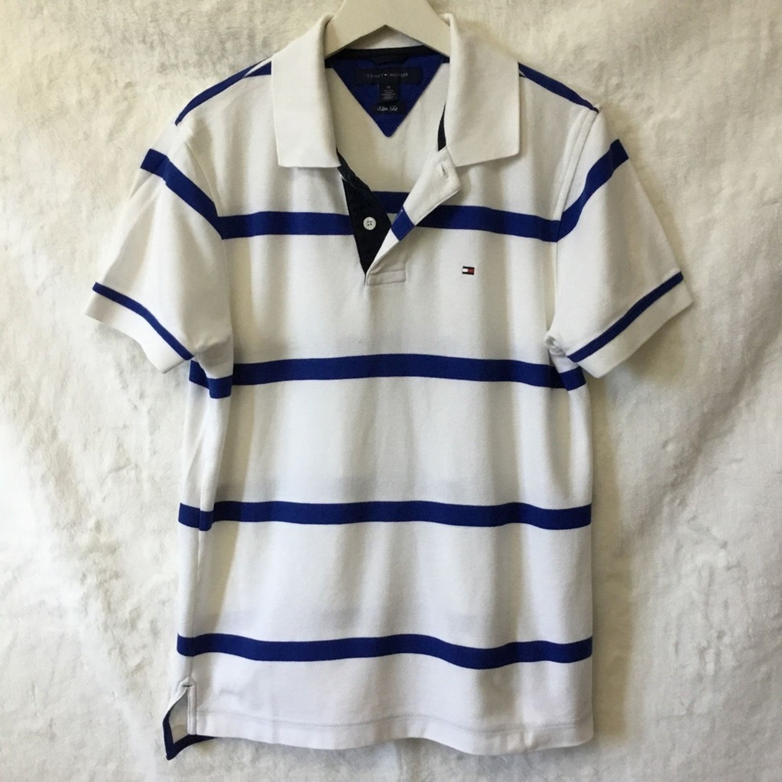 Tommy Hilfiger Tommy Hilfiger Men White Striped Polo Shirt Size US M / EU 48-50 / 2 - 2 Thumbnail