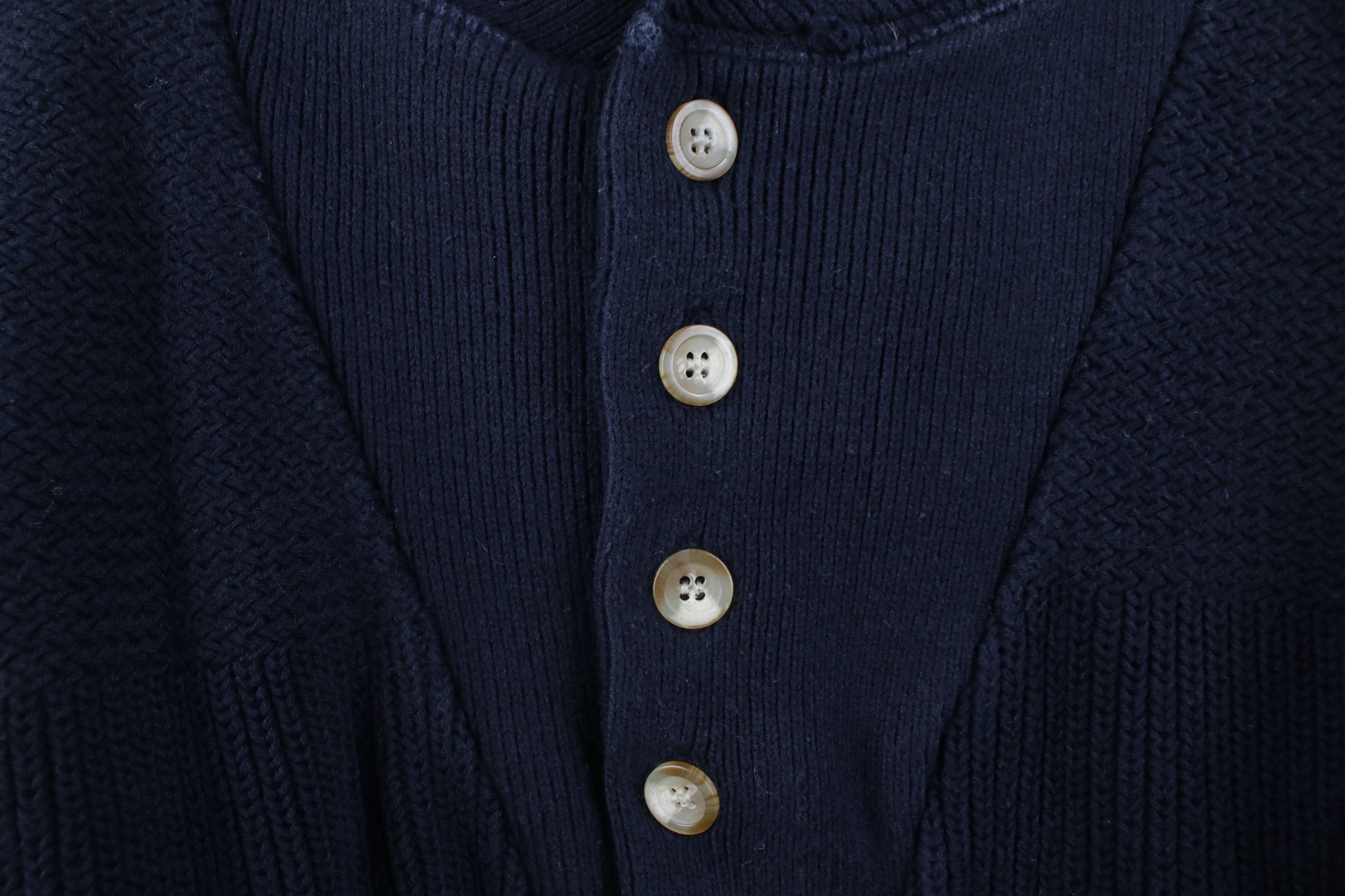 Vintage Vintage 90s Streetwear Ribbed Knit Henley Sweater Blue Size US M / EU 48-50 / 2 - 5 Thumbnail