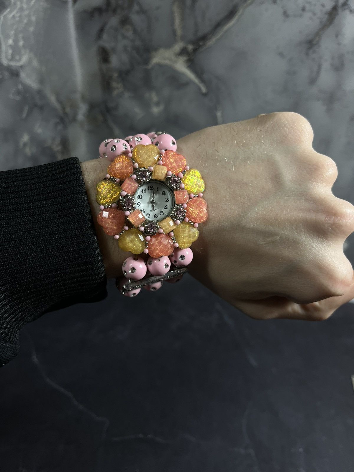 Hysteric Glamour Handmade Beaded Flower Watch Bracelet Japanese Movement Size ONE SIZE - 2 Thumbnail