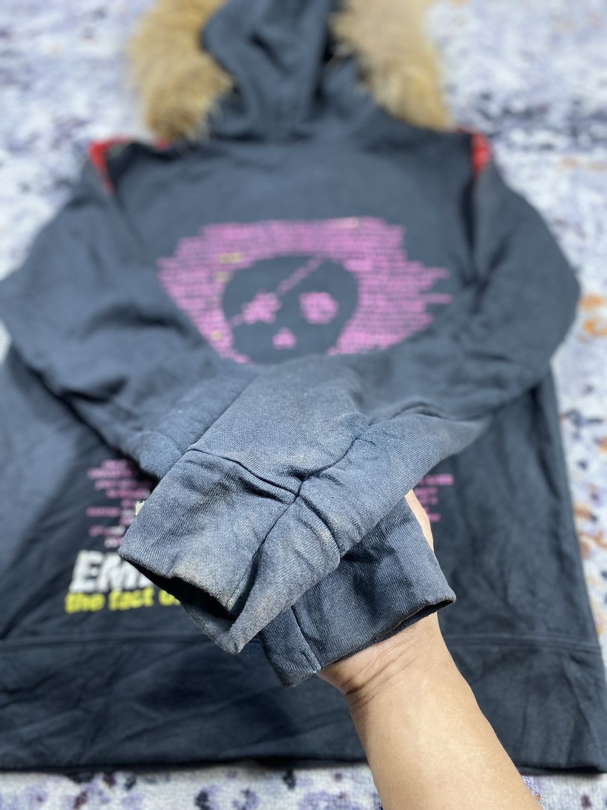 Japanese Fur ZipHoodie Faded Embellishmet ifsix lgb style