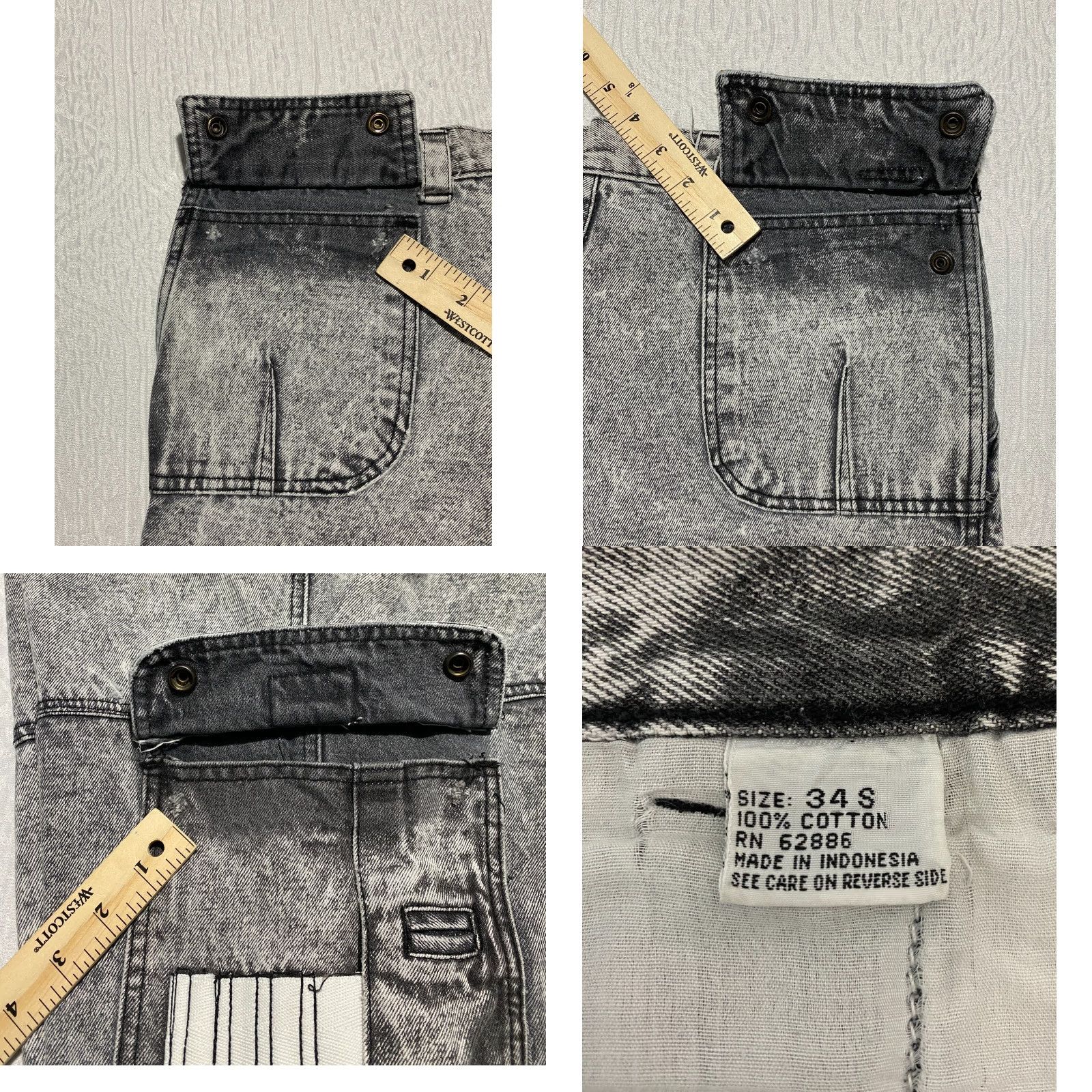 Vintage VINTAGE Milano Bay Cargo Jeans Women's 34 Gray Acid Wash 80s Grunge 100% Cotton Denim Jeans Womens Size 24" / US 00 / IT 34 - 8 Thumbnail