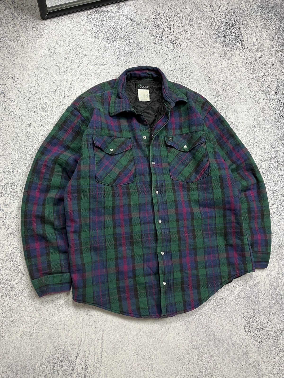 Flannel × Vintage Vintage 90’s Codet Made in USA Flannel Plaid Shirt Jacket Size US L / EU 52-54 / 3 - 5 Thumbnail