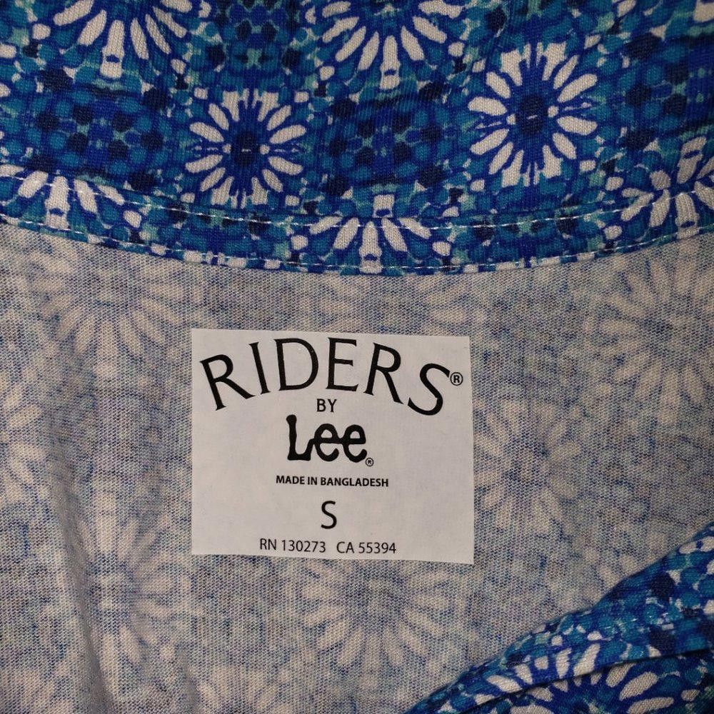 Designer CT514 Lee Riders Sleeveless V-neck Floral Blue Mini Dress S Size S / US 4 / IT 40 - 3 Thumbnail