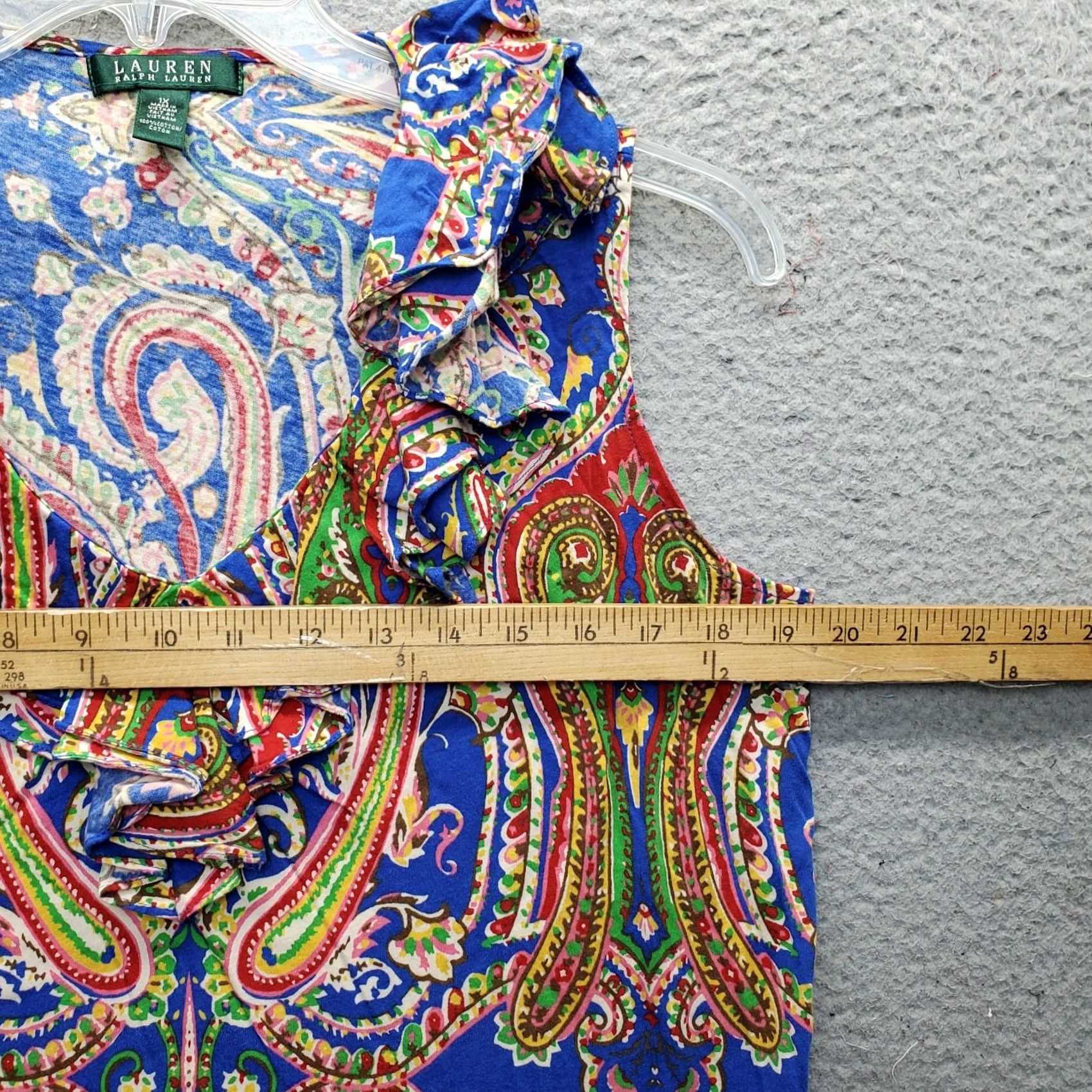 Ralph Lauren Lauren Ralph Lauren Blouse Top Womens 1X Multi Paisley Ruffle V-Neck Pullover Size XL / US 12-14 / IT 48-50 - 4 Thumbnail