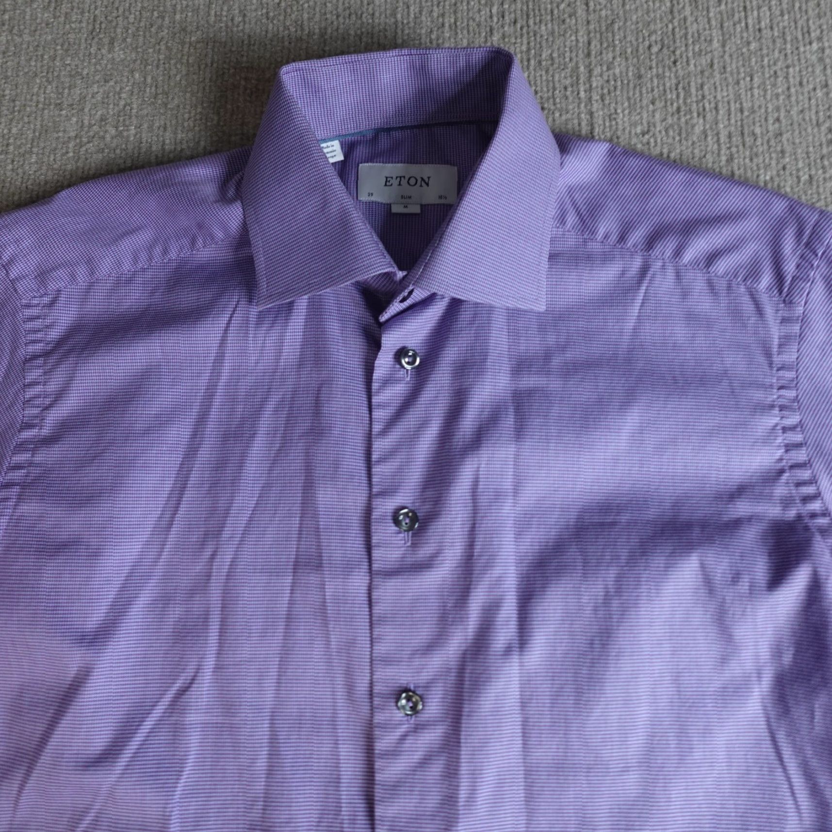 Eton Eton Mens Shirt Medium Slim Purple Geometric 100% Cotton Button-Up Long Sleeve Casual Business Party/Cocktail Size US M / EU 48-50 / 2 - 2 Thumbnail