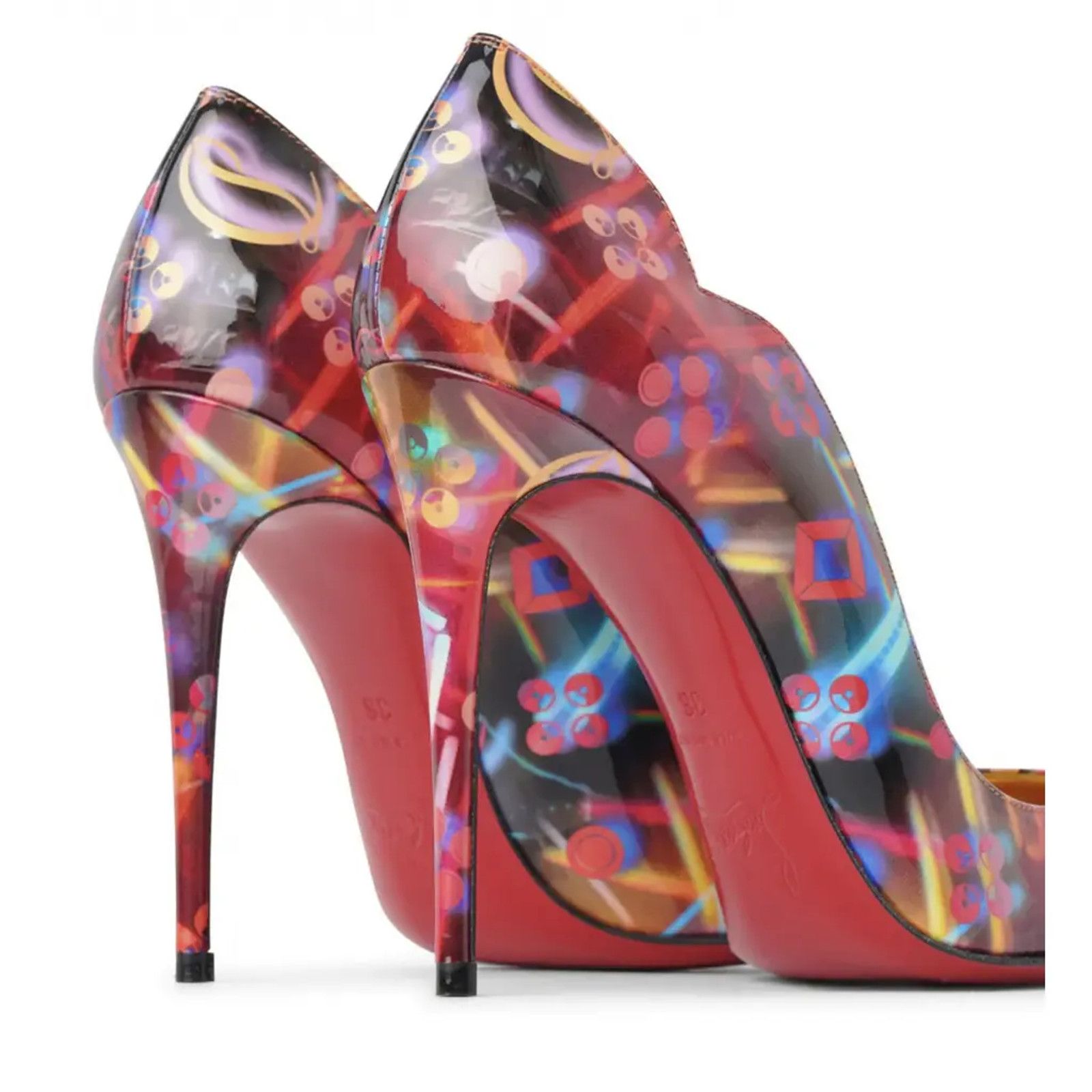 Christian Louboutin Hot Chick 100 Patent Discolaser Red Pointed Heel Pump 37.5 Size US 7.5 / IT 37.5 - 10 Thumbnail