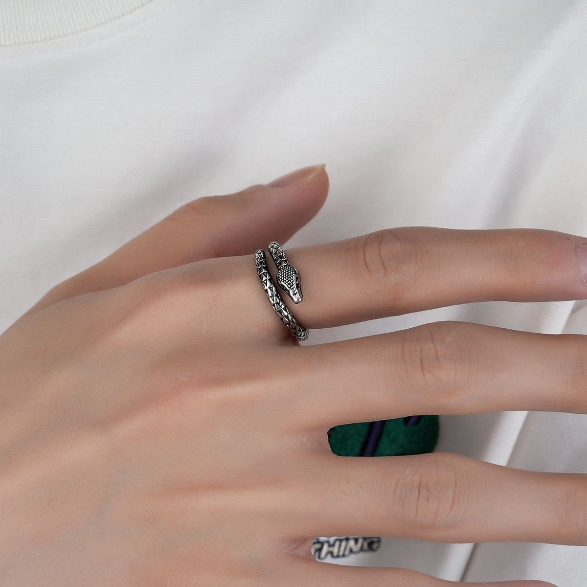 Jewelry Retro Adjustable Men's Trendy Snake Ring Size ONE SIZE - 3 Thumbnail