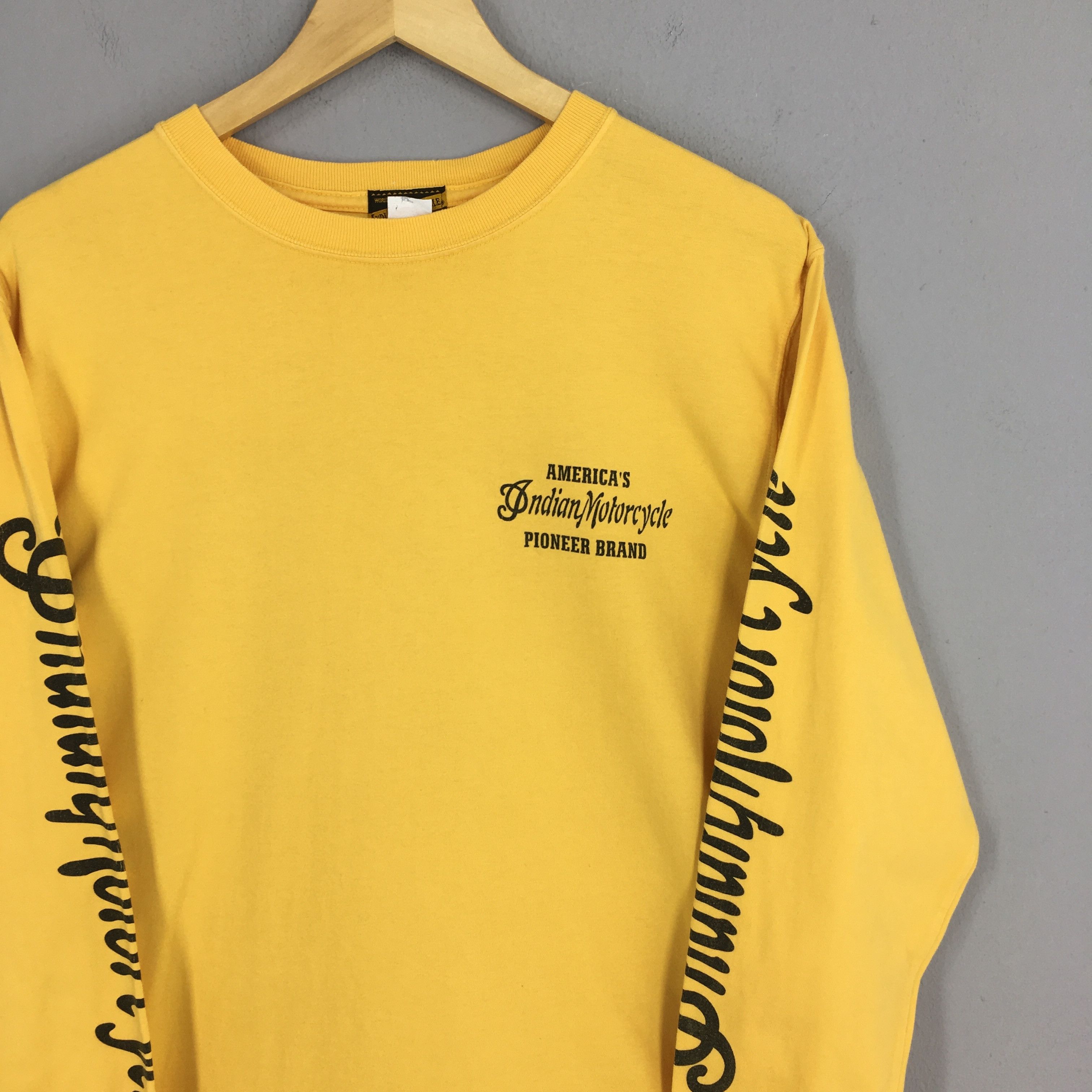 Indian Motorcycle × Norton 90s Indian Motorcycle Hill Climb Yellow T shirt Medium Size US M / EU 48-50 / 2 - 4 Thumbnail