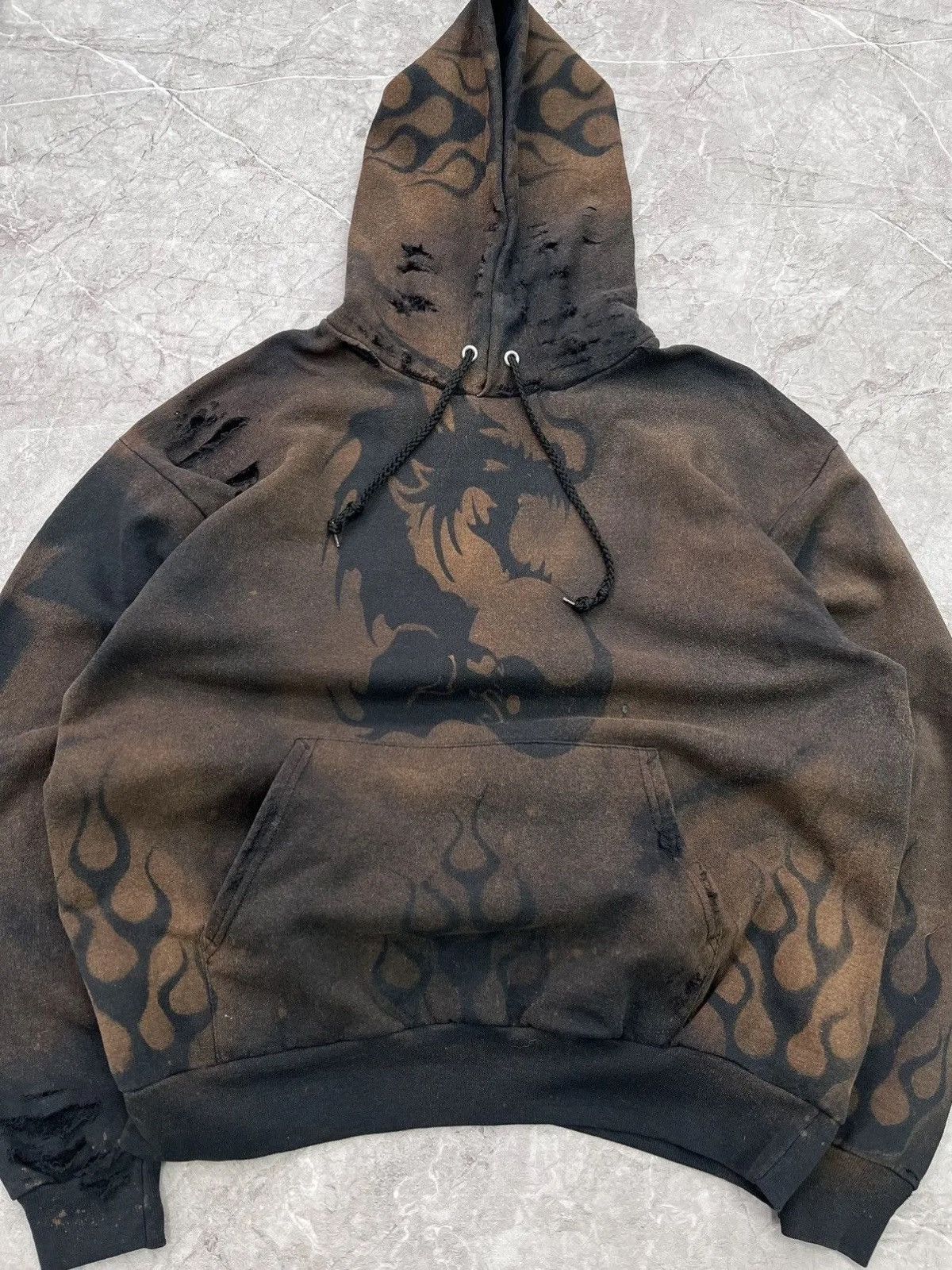 Hanes Archival dragon flame hystericglamour style hoodie faded y2k Size US L / EU 52-54 / 3 - 3 Thumbnail