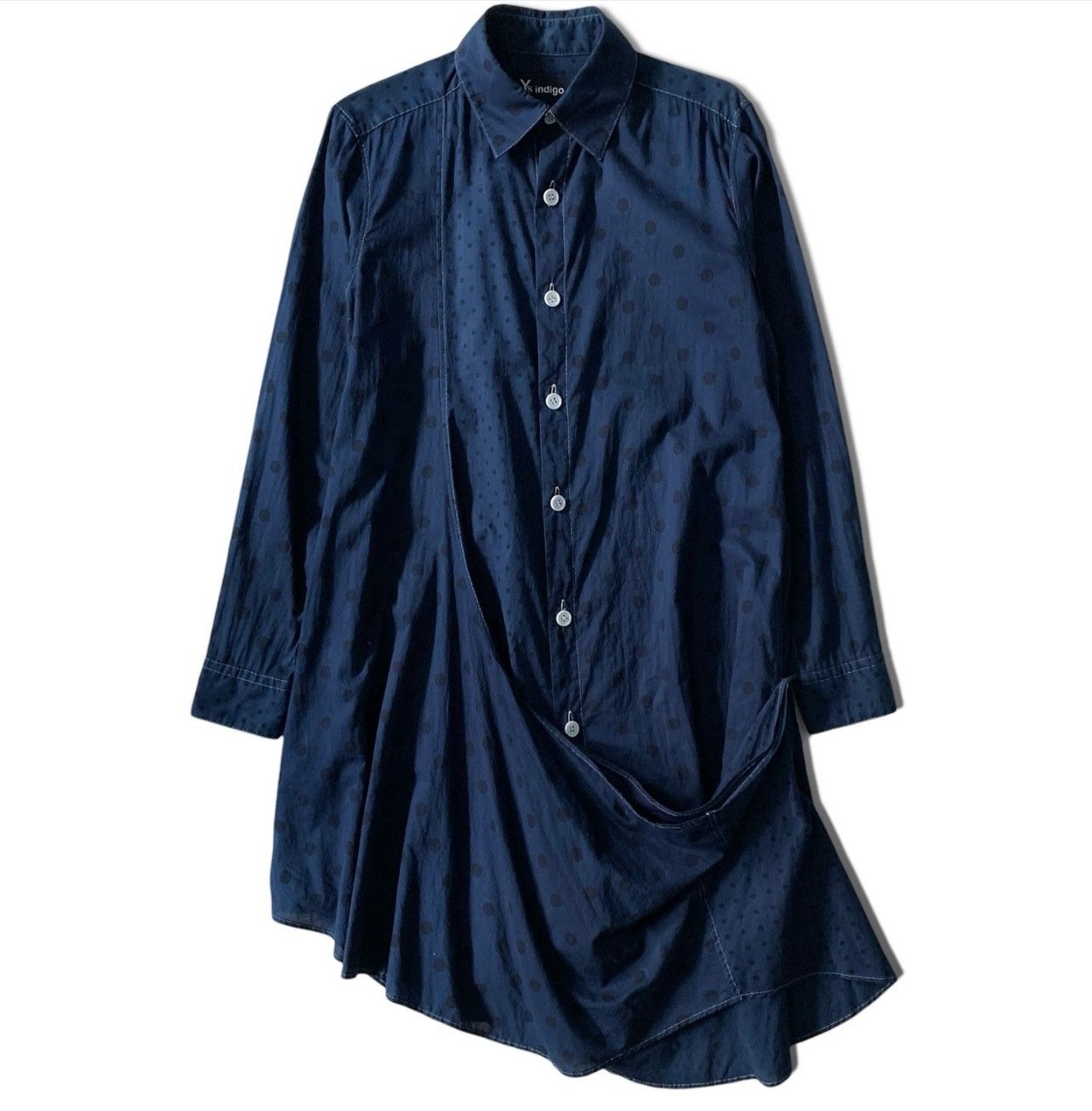 Yohji Yamamoto Y's Indigo (Yohji Yamamoto) Asymmetric Cut Drape Long Shirt Size M / US 6-8 / IT 42-44 - 1 Thumbnail