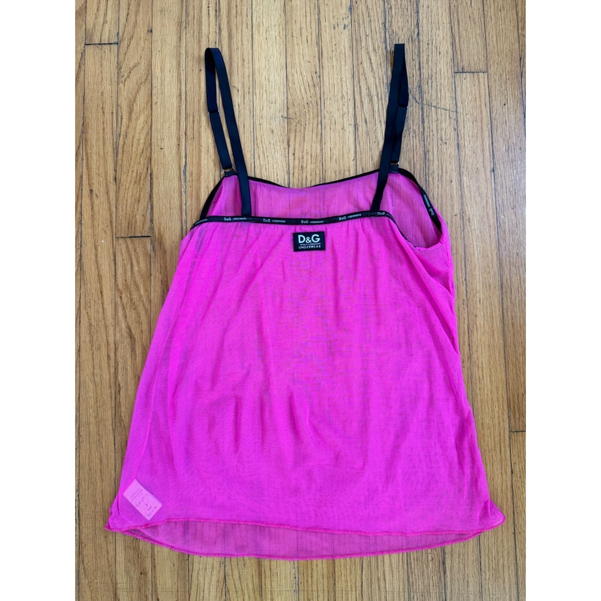 Dolce & Gabbana Vintage D&G Underwear Neon Pink Mesh Tank Top