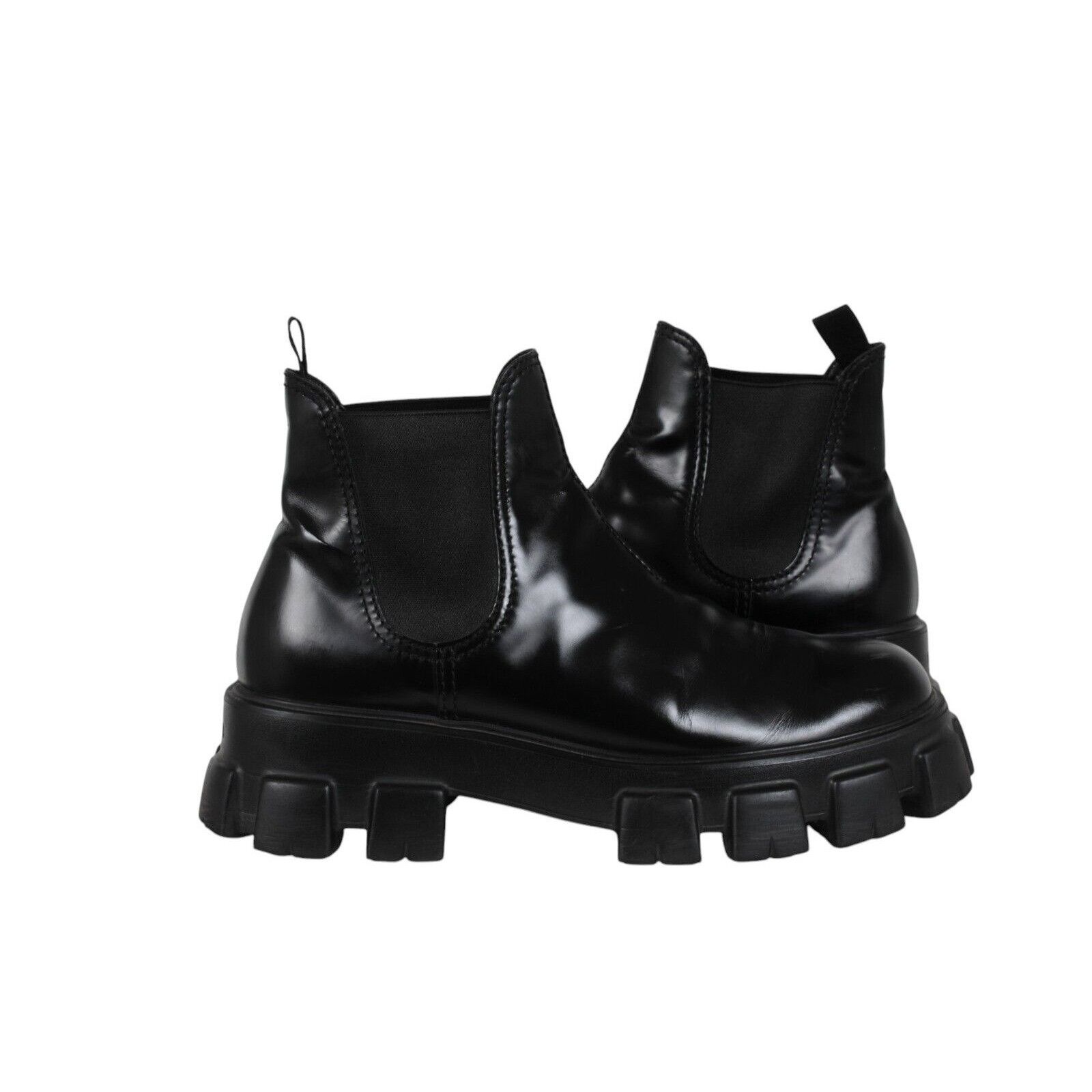 Prada Monolith Chelsea Boots Black Leather - 02511B Size US 11 / EU 44 - 11 Thumbnail