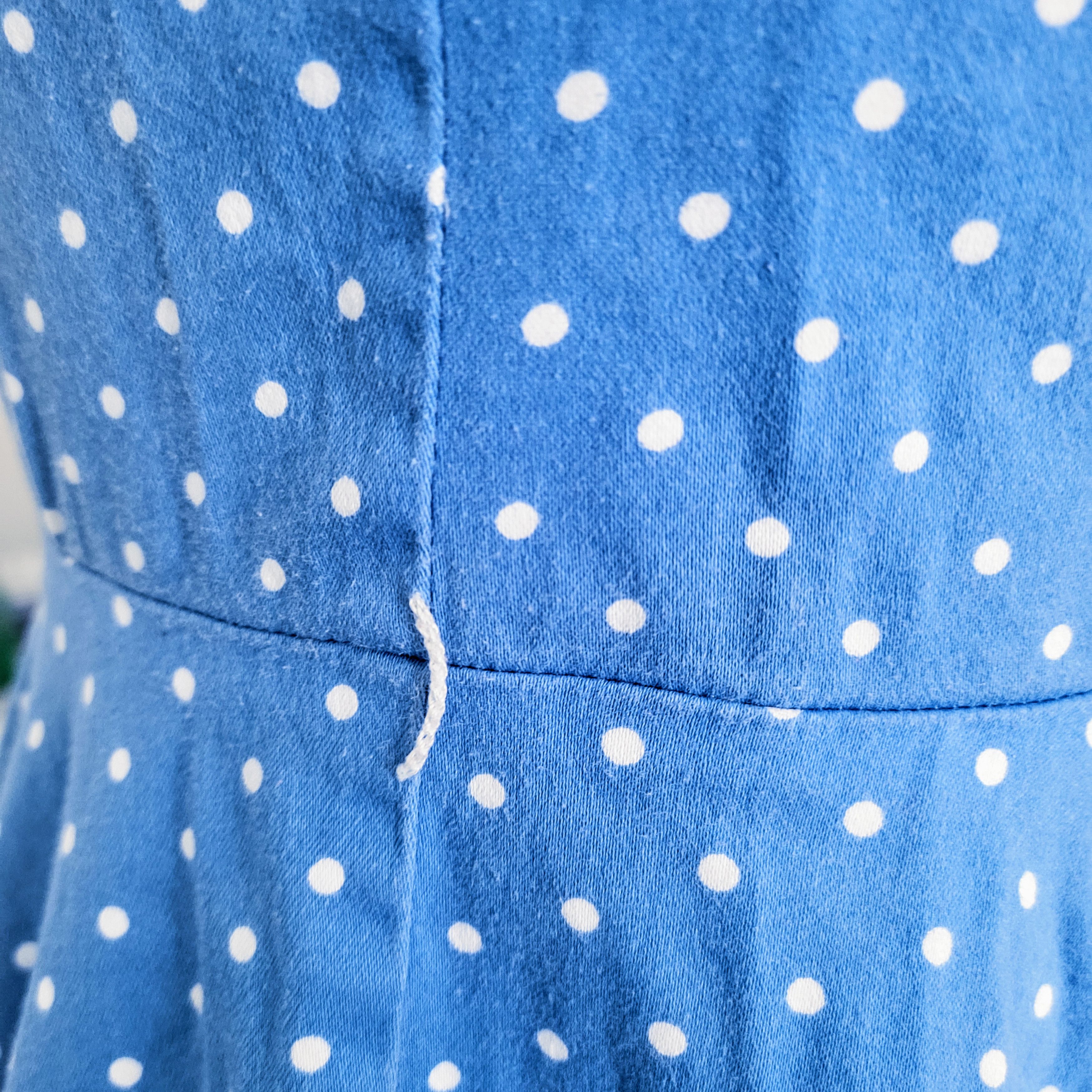 NBDN Nobrandedon Grace Karin Blue White Polka Dot Fitted Bodice Flare Dress Size S / US 4 / IT 40 - 6 Thumbnail