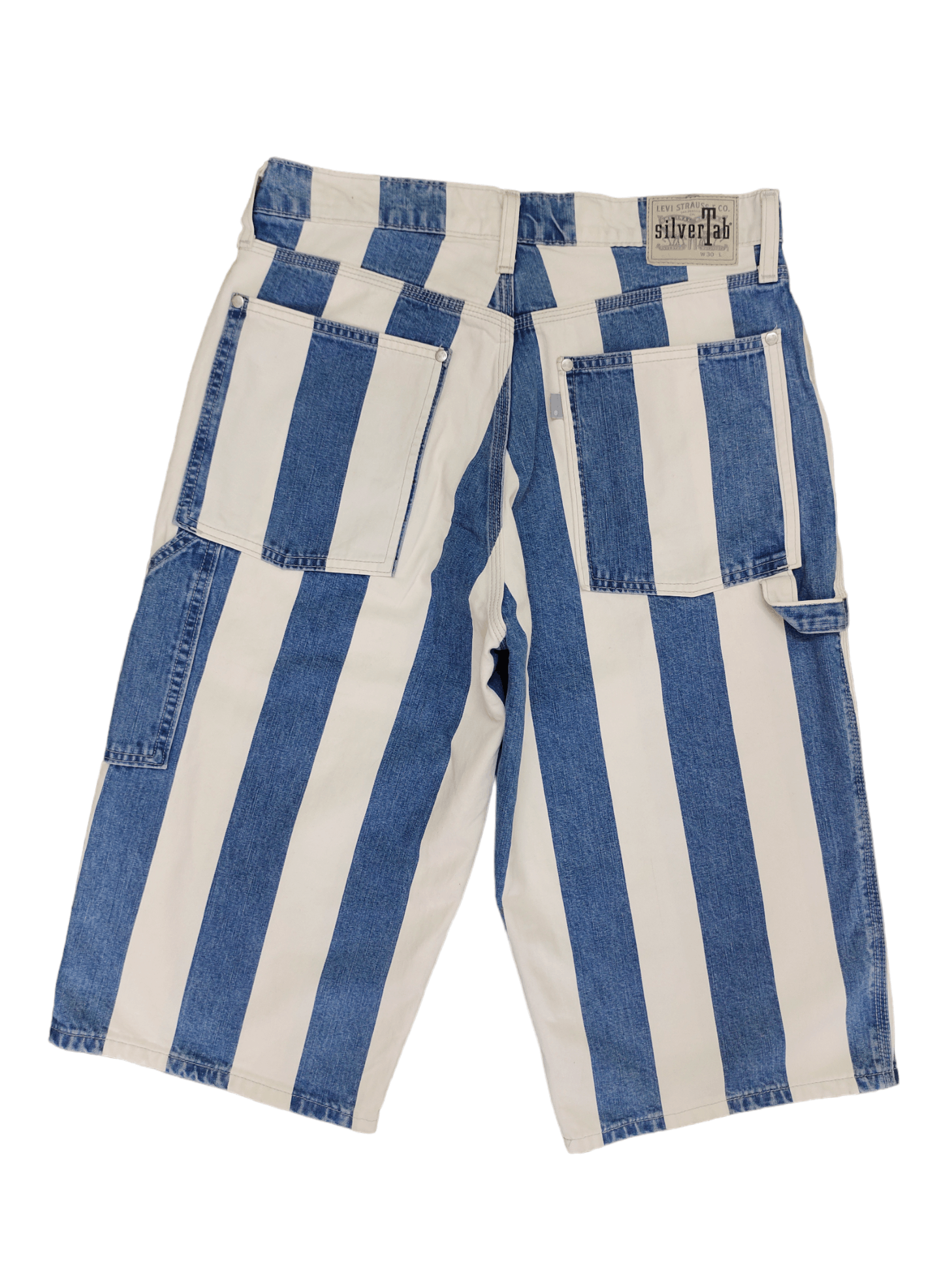 Levi's Vintage Clothing Baggy Jeans Levis Silver Tab Prisoner Striped Carpenter 3Q Size US 31 - 1 Thumbnail