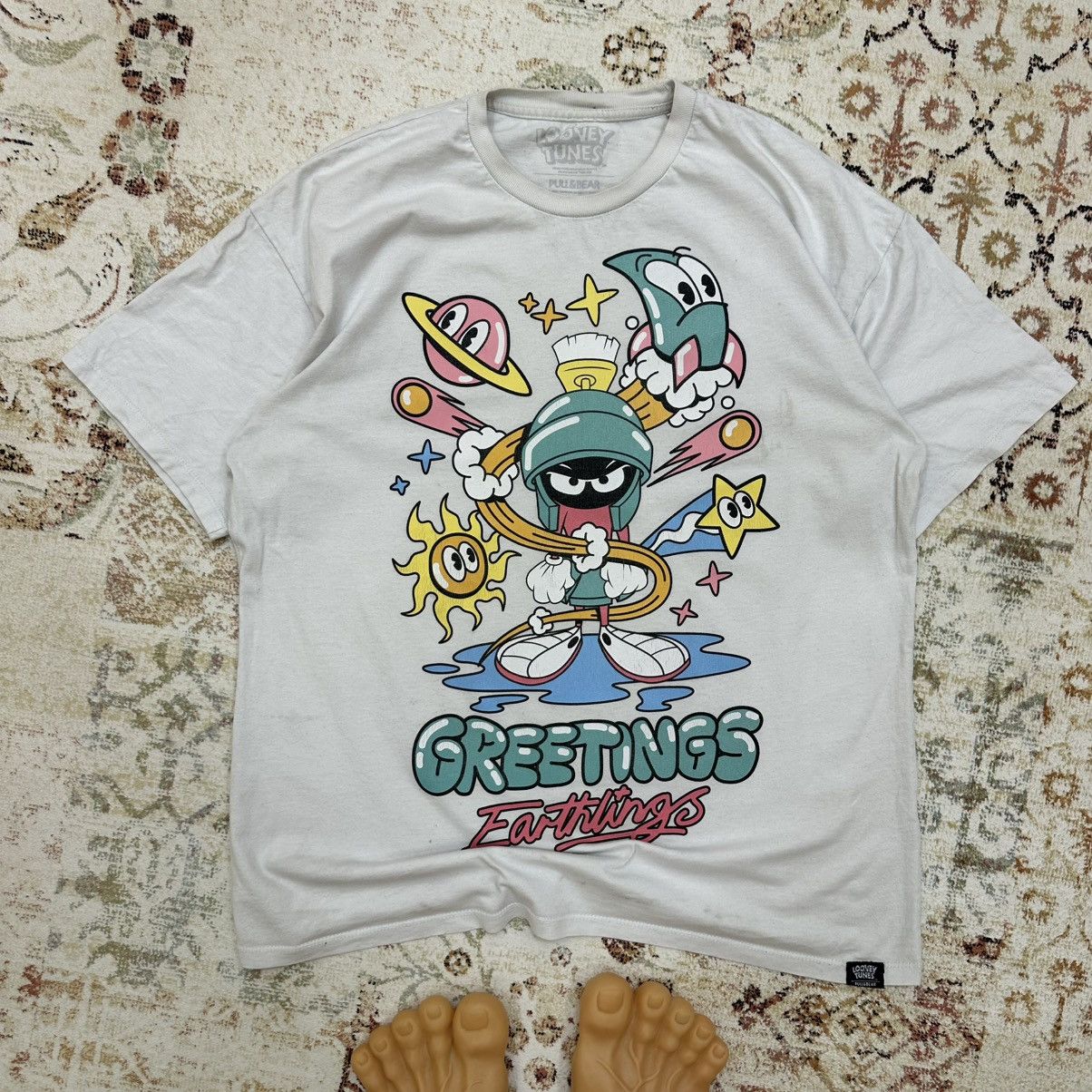 Cartoon Network × Designer Vintage Adult Looney Tunes Greetings Earthlings Logo Tee Size US L / EU 52-54 / 3 - 1 Thumbnail