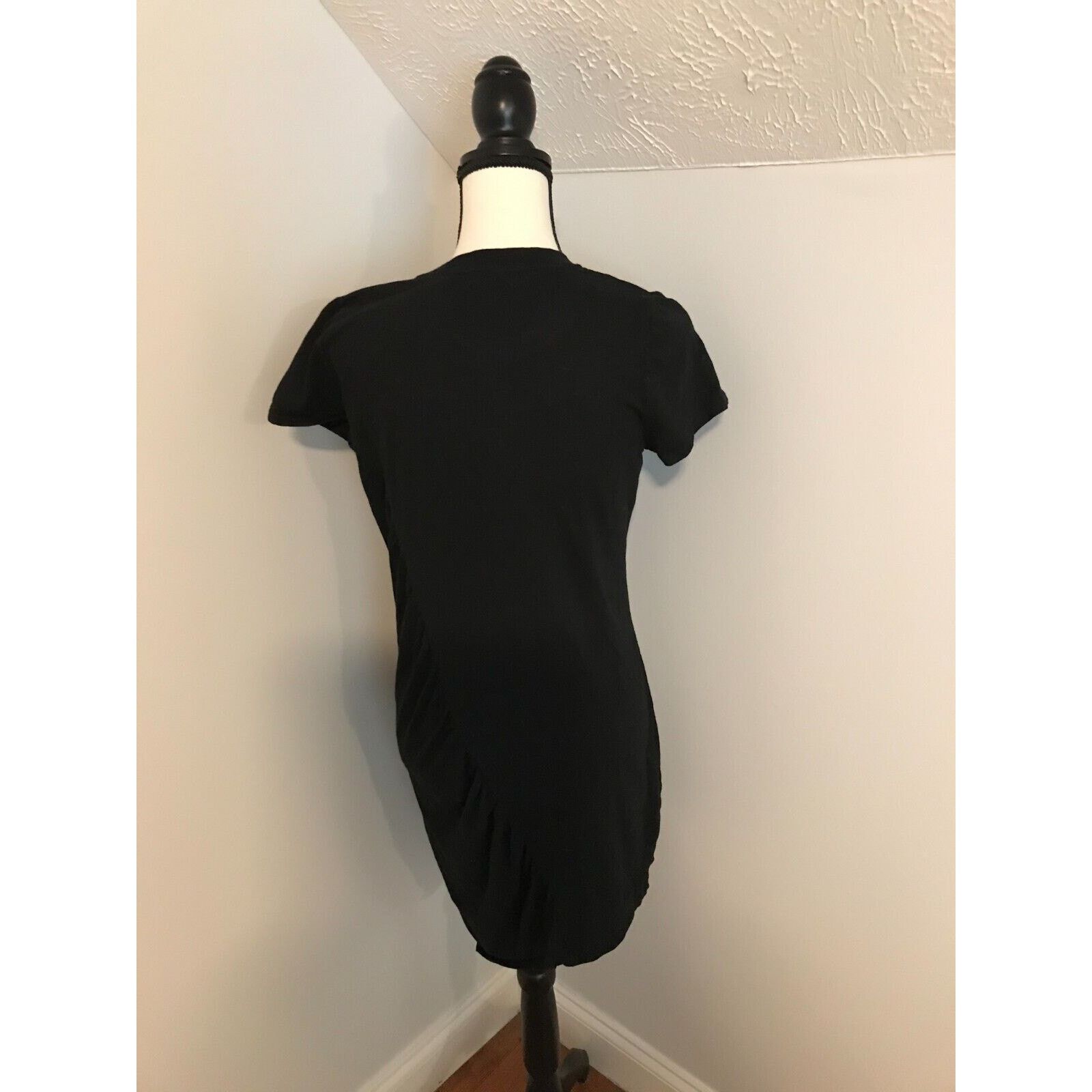 Anthropologie Anthropologie t.la Black Ruched Tee Mini Short Sleeve Dress Size XS / US 0-2 / IT 36-38 - 3 Thumbnail
