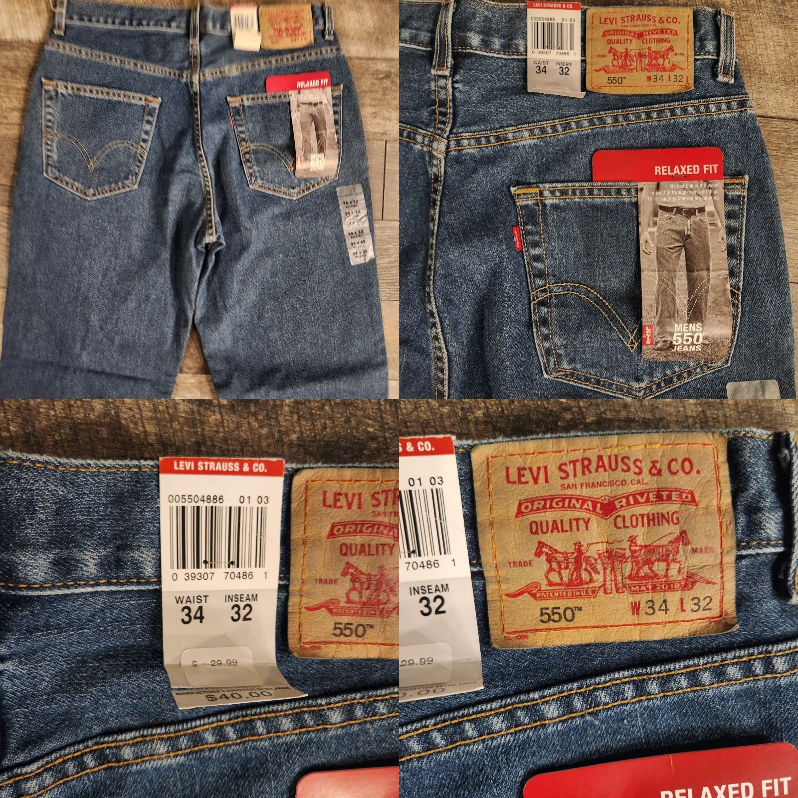 Levi's VINTAGE Levi's 550 Jeans 34x32 Blue Relaxed Fit NWT Deadstock 2003 90s Grunge USA Size US 34 / EU 50 - 8 Thumbnail